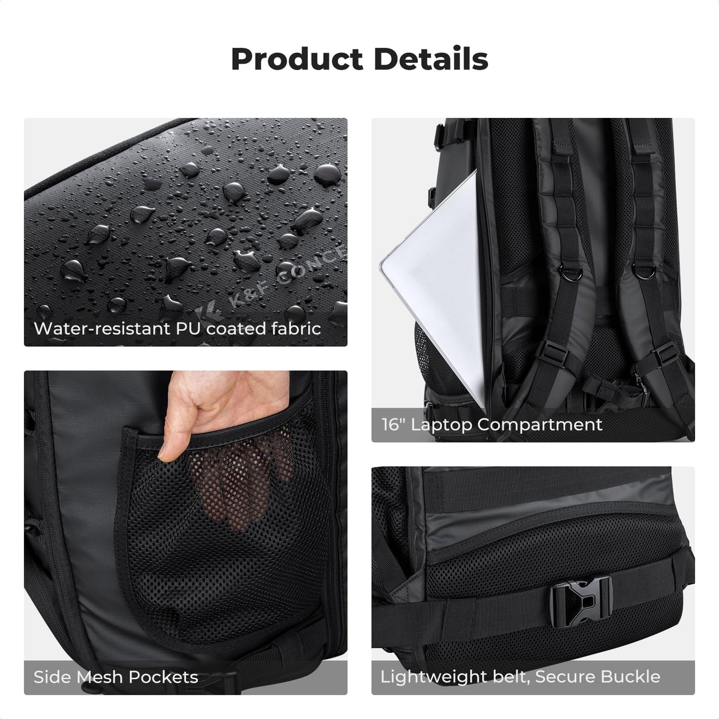 K&F CONCEPT Photo Backpack Large Camera Backpack 30L Waterproof Camera Backpack with Rain Cover for DSLR SLR SLR Cameras Tripods 16 Inch Laptop - KF13.178V1