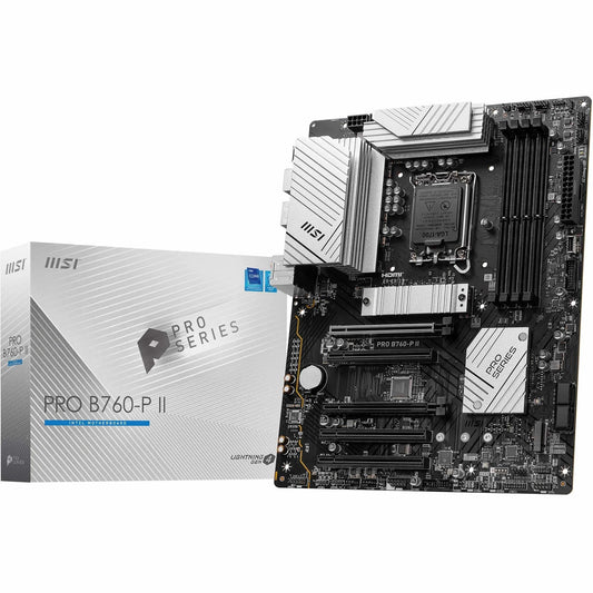 Placa de bază MSI PRO B760-P II, ATX - Suportă procesoare Intel Core de generația a 14-a, a 13-a și a 12-a, LGA 1700 - Memorie DDR5 Boost 7000+MHz/OC, sloturi PCIe 4.0 x16, sloturi M.2 Gen4, LAN 2.5G - 7E29-002R