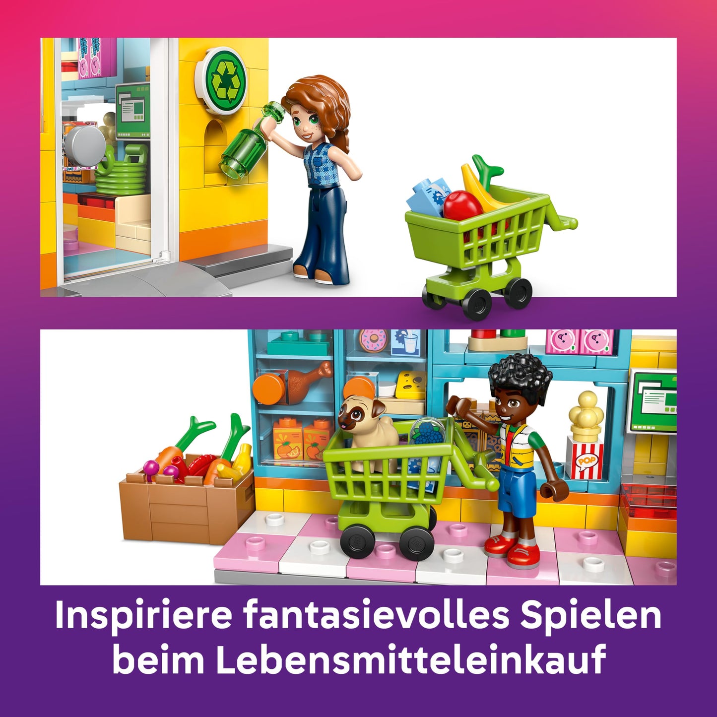 LEGO Friends Heartlake City Mini Market - Toy Shop with 2 Mini Dolls, Dog Figure, Cash Register & Toy Food Accessories - Birthday Gift for Girls Ages 5 and Up - 42680