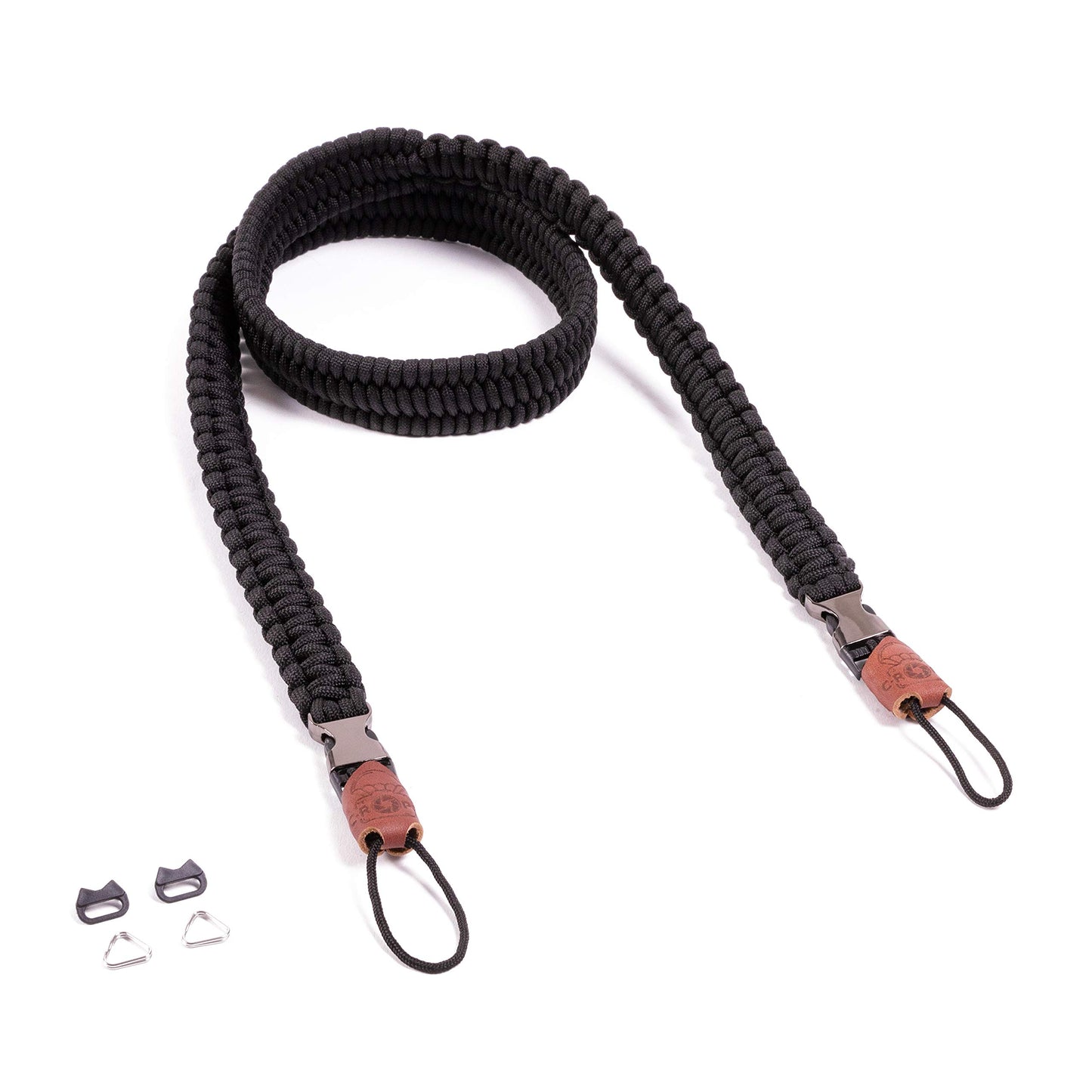 C-Rope camera strap THE TRAVELER hand-braided from paracord, shoulder strap with quick release, 125cm, black - CRP-TRL-125-BLK