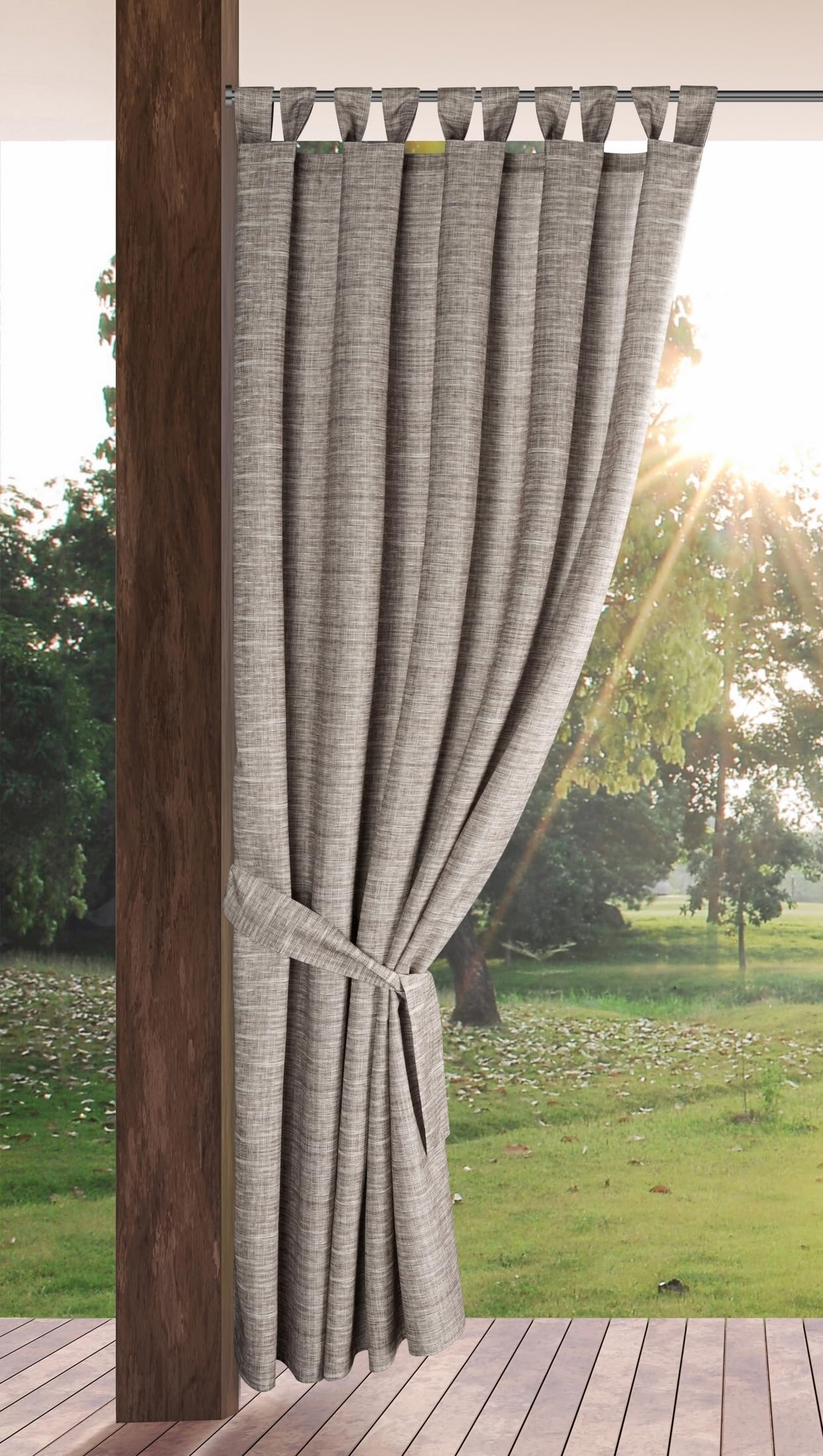 Eurofirany Garden Outdoor curtain with Velcro loops, 1 piece, opaque and weatherproof, UV protection, for balcony, terrace, pergola, gazebo, H240 x W155 cm, mottled brown - ZAS/GARDEN