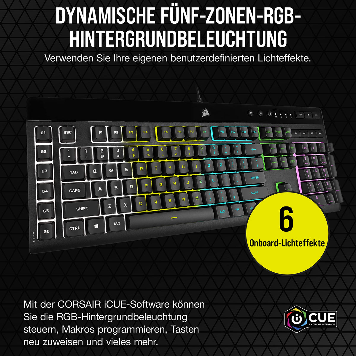 Corsair K55 RGB PRO wired gaming keyboard, black - CH-9226765-DE