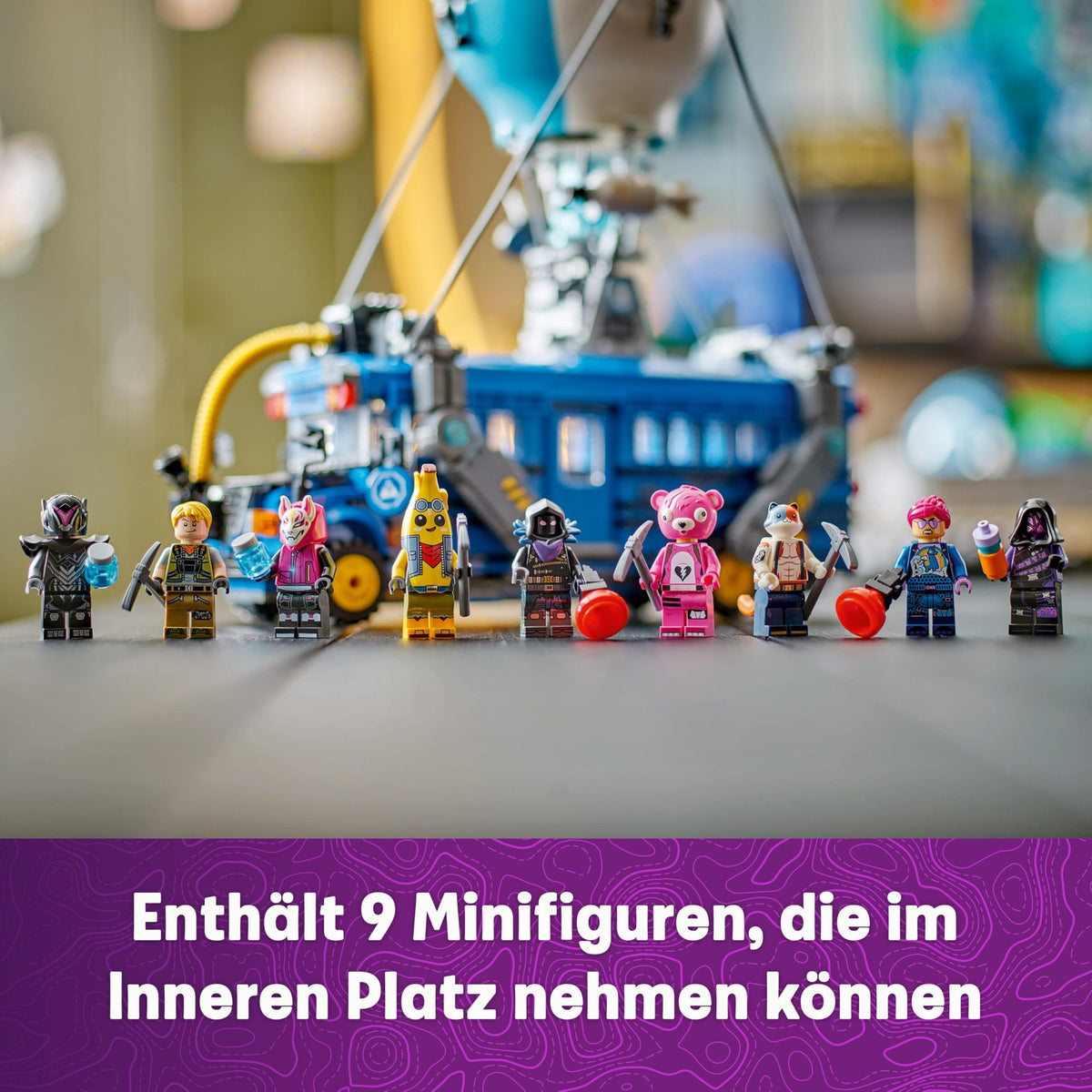 LEGO Fortnite Battle Bus, toy from the video game with minifigures, gift for gaming fans aged 10 and up, vehicle building set for kids, creative birthday gift - 77073