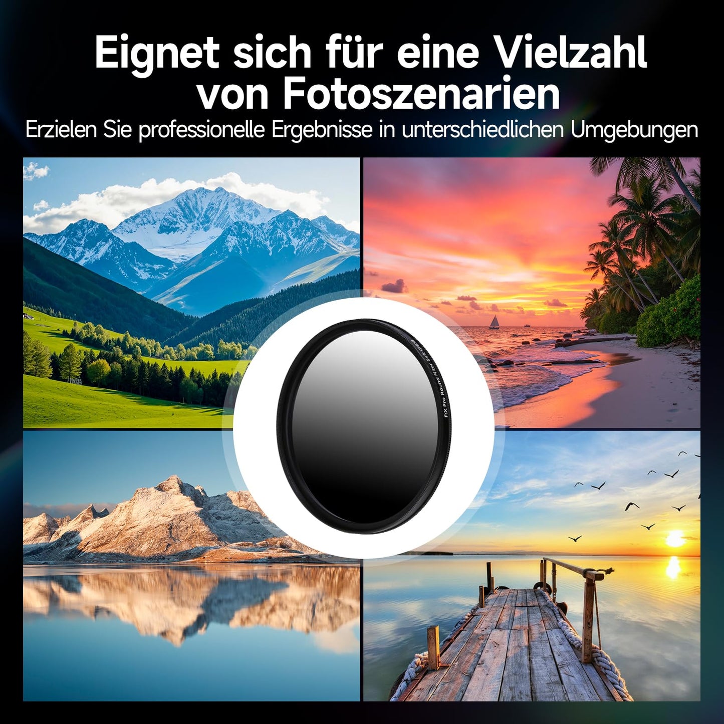 Rollei F:X Pro gray gradient round filter Soft GND 8 screw filter with rotating ring for adjusting the gradient along the axis of rotation Ideal for landscape and architectural photography (82 mm)