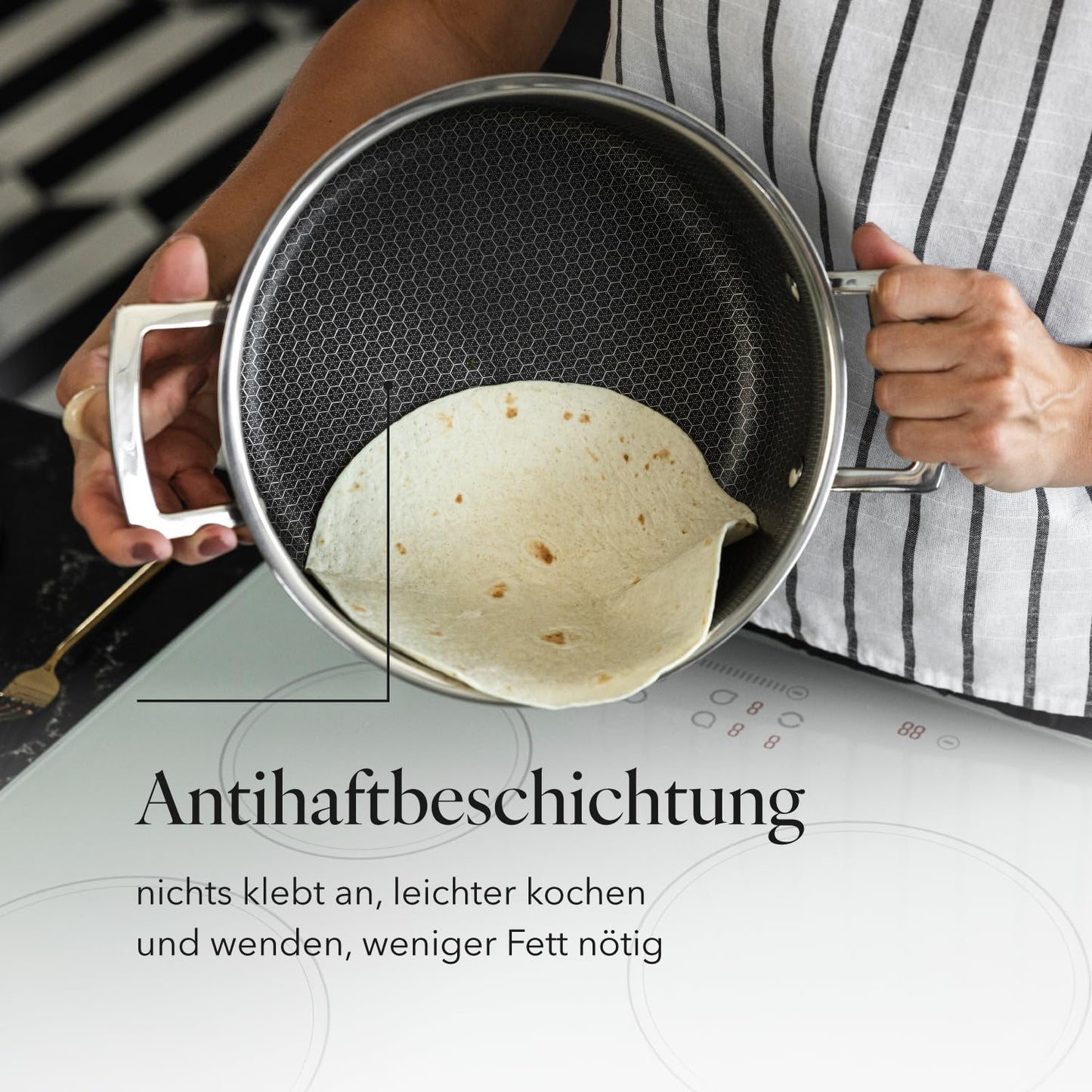 FLORINA ARISTO stainless steel pot with glass lid 7.2l 28 cm diameter | For induction, gas, electric, ceramic stoves | With honeycomb effect | You can bake it in the oven | Heat-resistant lid - 5G0058