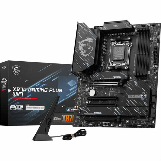 MSI X870 Gaming Plus WiFi Motherboard, ATX - Supports AMD Ryzen 9000/8000/7000 processors, AM5-14+2+1 Duet Rail System, DDR5 8200+MT/s (OC), PCIe 5.0 x16 & 4.0 x16, M.2 Gen5, Wi-Fi 7, 5G LAN - 7E47-004R