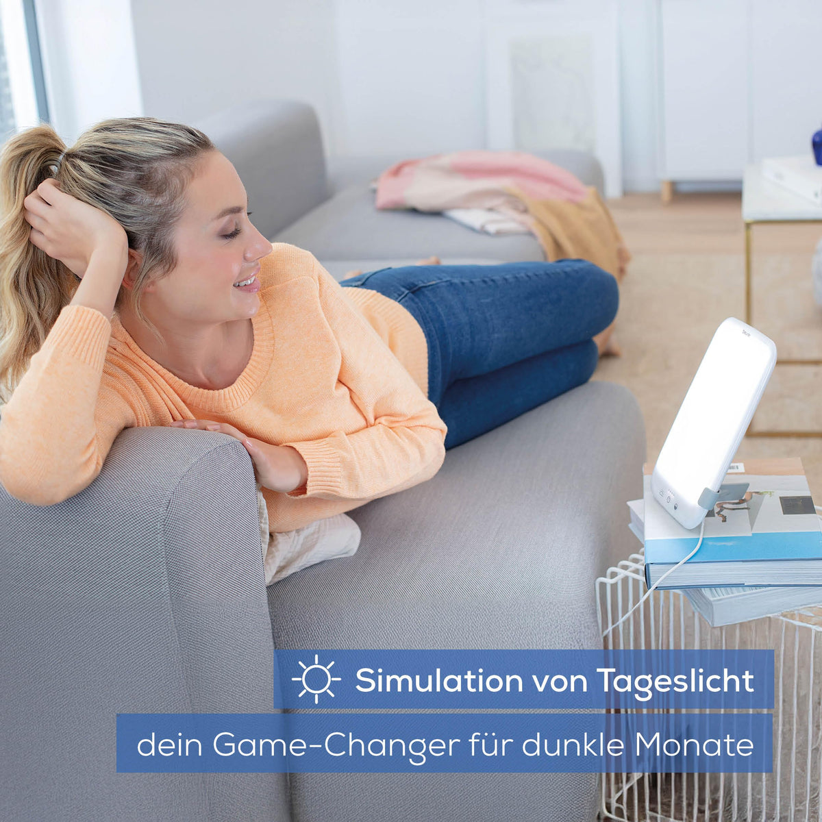 Beurer TL 35 Daylight Lamp, simulates daylight with 3 color temperatures for a regulated day-night rhythm, 10,000 Lux, medical device, detachable stand, with dimmer, white. - 10065