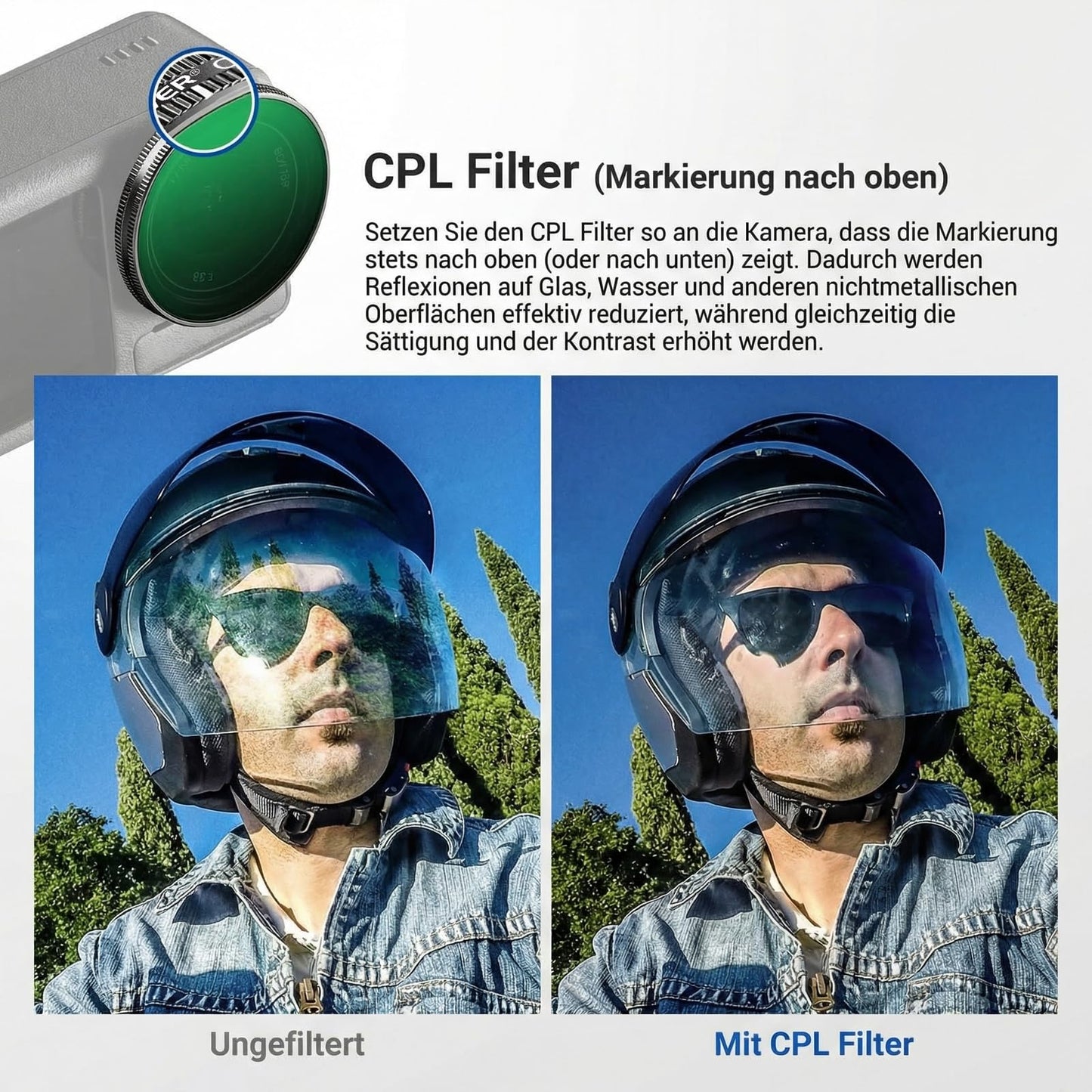 NEEWER ND filter set compatible with DJI Osmo Action 5 Pro/4/3 (pack of 4), ND8/16/32 CPL circular polarization filter, polarizing filter, gray filter, snap-on action cam accessory with lens cap, FLA01 - 10107951