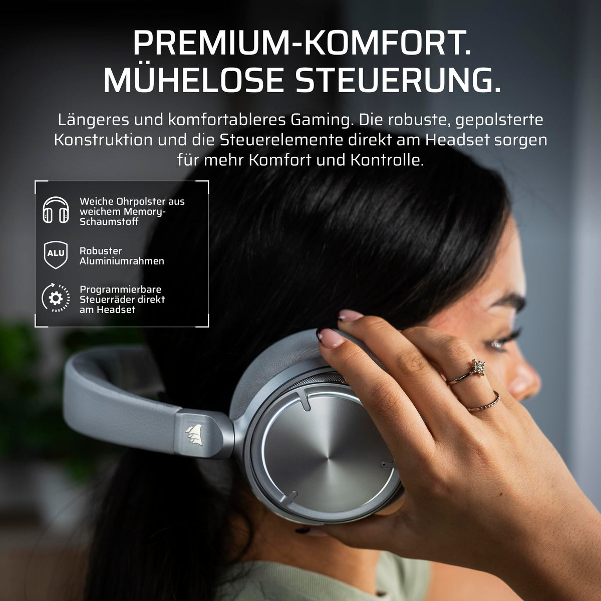 Corsair Virtuoso MAX Wireless Gaming-Headset cu Bluetooth – Argintiu - CA-9011373-WW