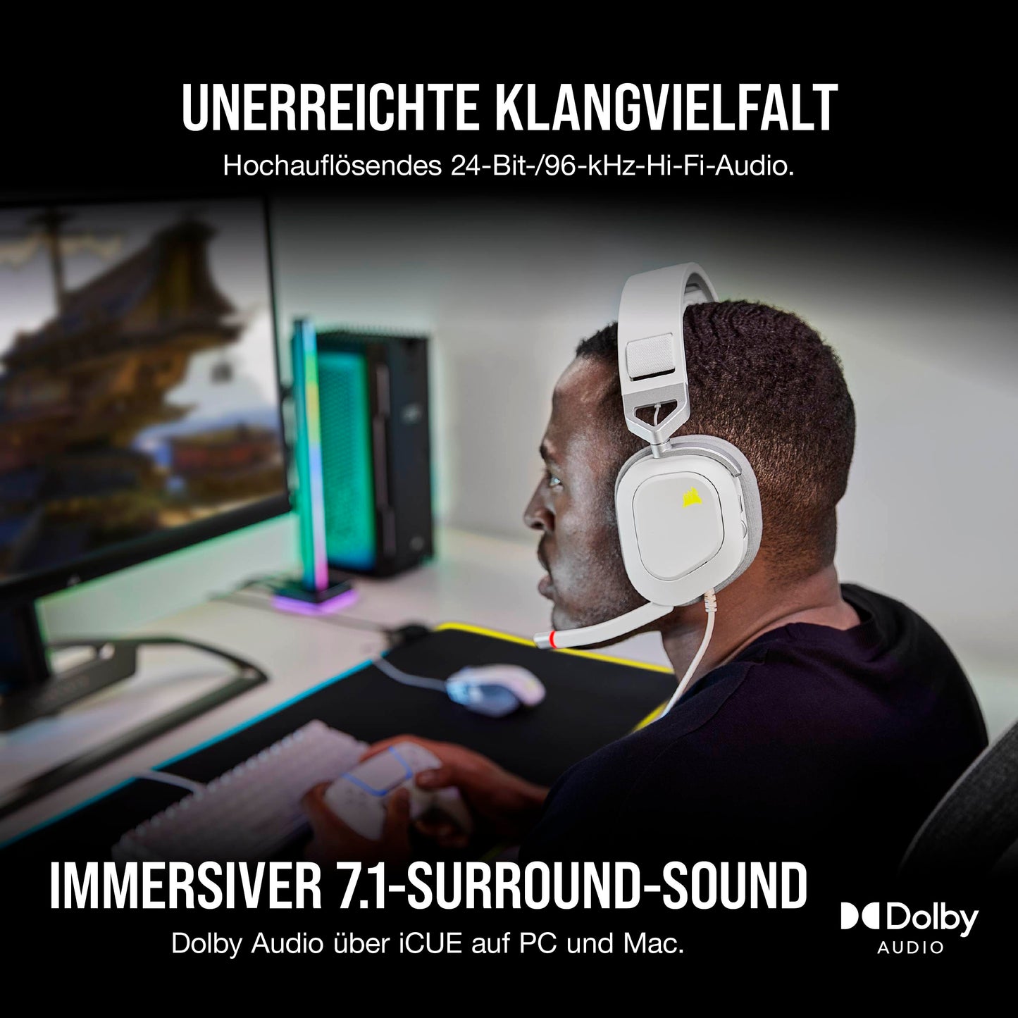 Corsair HS80 RGB USB Premium Gaming Headset Dolby Audio CA-9011238-EU