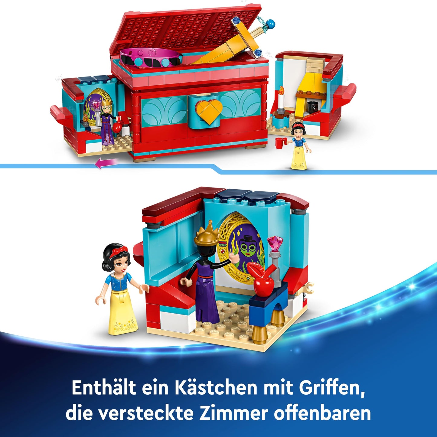LEGO ǀ Disney Snow White's jewelry box - toy with lockable lid & bracelet plus Snow White & the Evil Queen mini dolls - gift for girls aged 6 and up & film fans - 43276