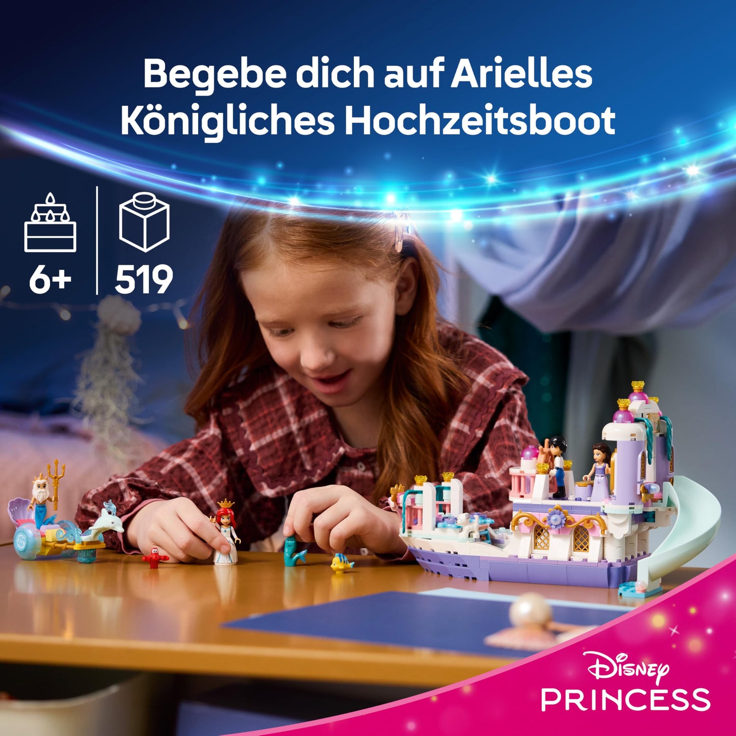 LEGO ǀ Disney Princess Ariel's Royal Wedding Boat - The Little Mermaid Set with 7 figures including Arielle and Vanessa - Room decoration - Gift for girls aged 6 and up and fans 43299