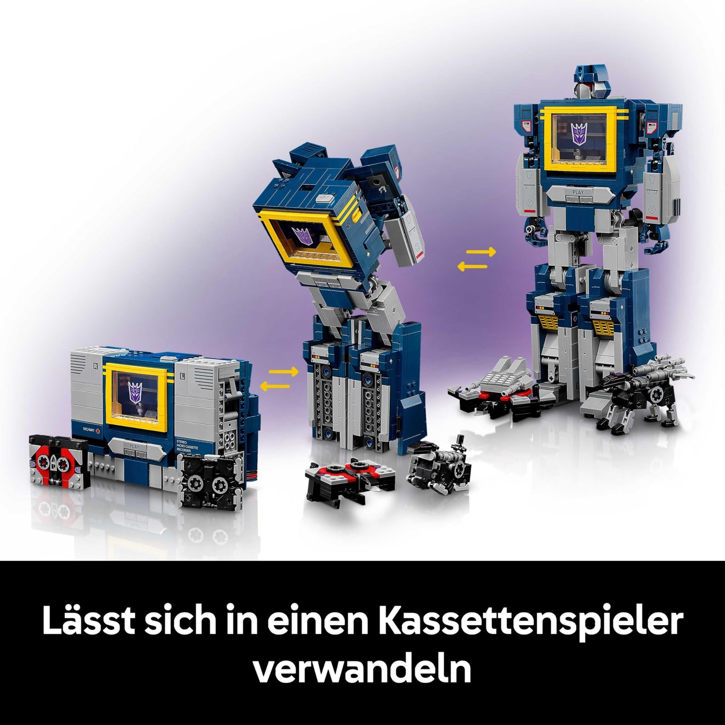 LEGO Icons Transformers: Soundwave set for adults - model building with transformable figures including Laserbeak & Ravage and a sound stone - collector's item & gift for fans - 10358