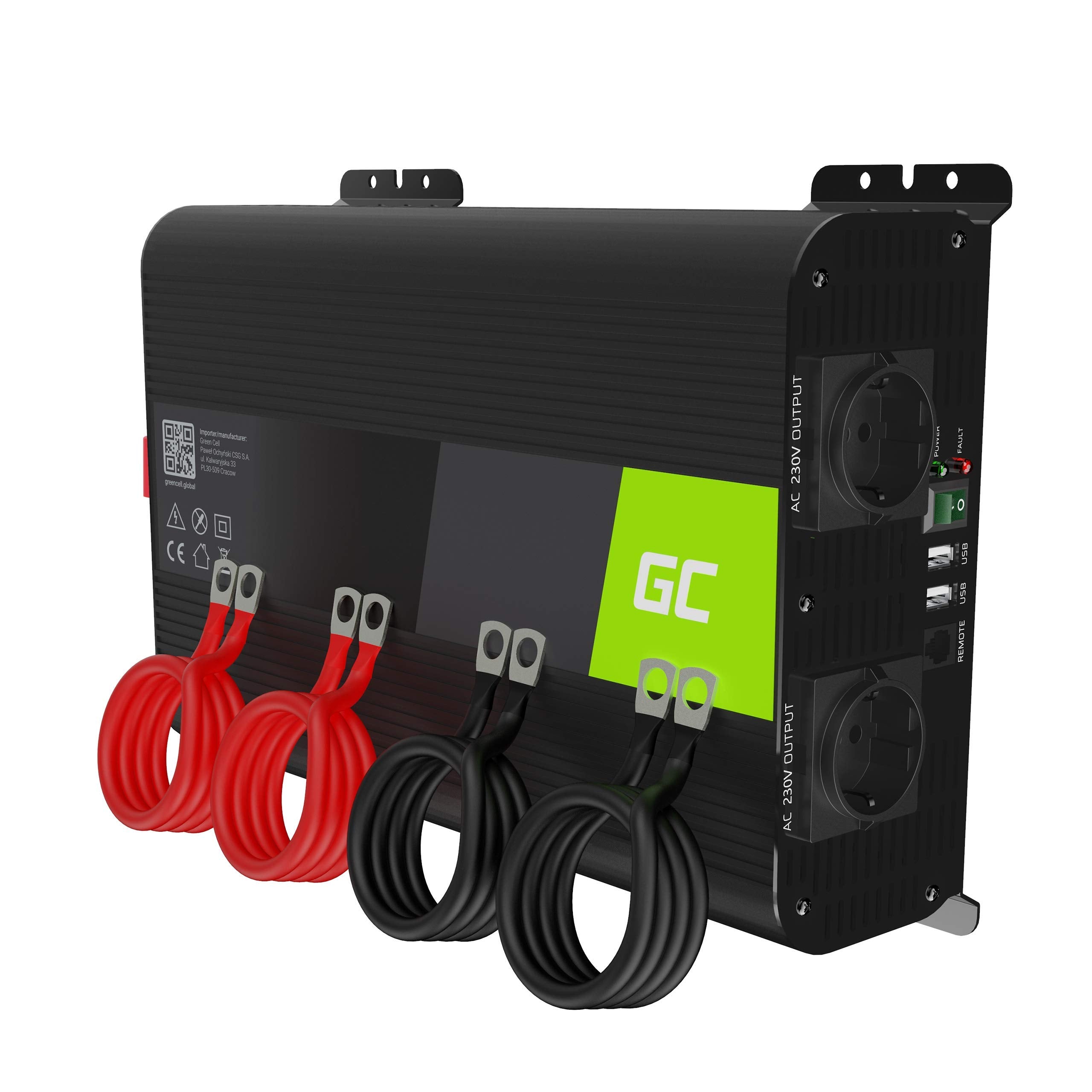 Green Cell PRO 2000W/4000W 12V to 230V Pure Sine Volt Car Voltage Converter Inverter Converter Pure Sine Wave Power Solar Inverter DC AC Converter Current Converter Caravan Car Charger