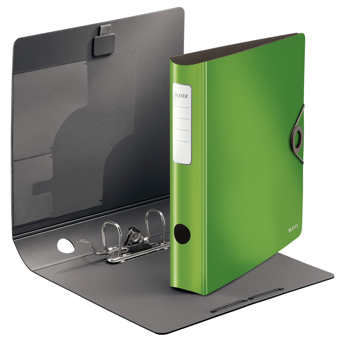 Leitz quality folder 180° Active Solid, pack of 5, A4, narrow, rounded spine, 6.5 cm wide, elastic band closure, light polyfoam, plastic folder, light green, 10481050 - 10481050-5