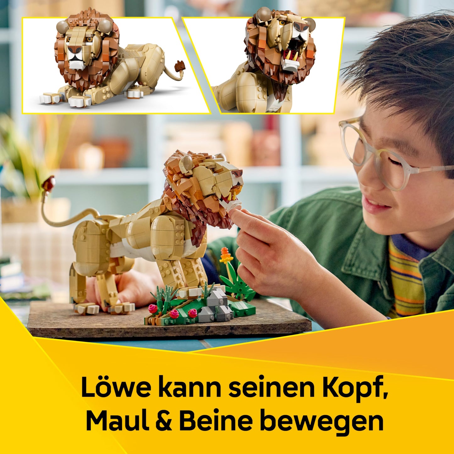 LEGO Creator 3-in-1 set Wild Animals: Majestic Lion - building set for children aged 9 and up - lion, lioness or 2 lion cubs to build, play and display - gift - 31386
