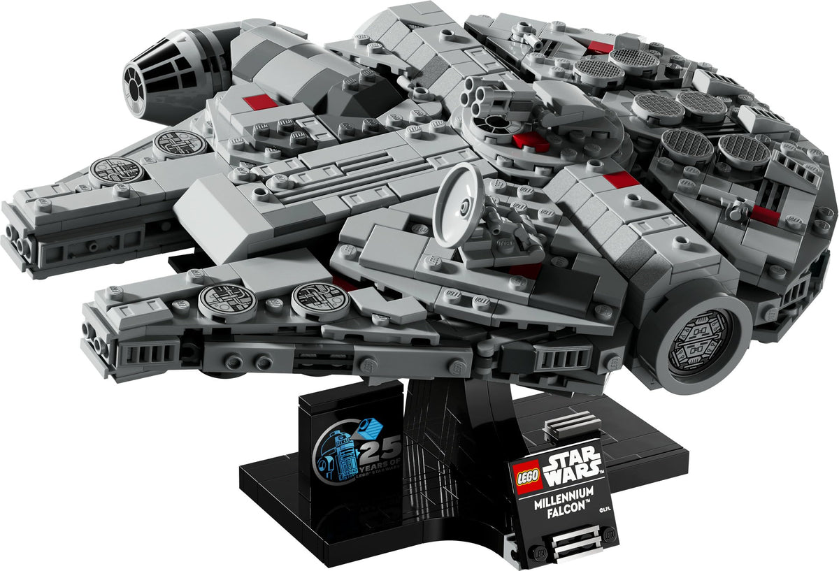 LEGO Star Wars 75375 Millenium Falke – Model de nava spațială pentru adulți, cu suport de expunere și plăcuță cu nume, ca decor cool pentru birou – Cadou pentru fanii „O Nouă Speranță”