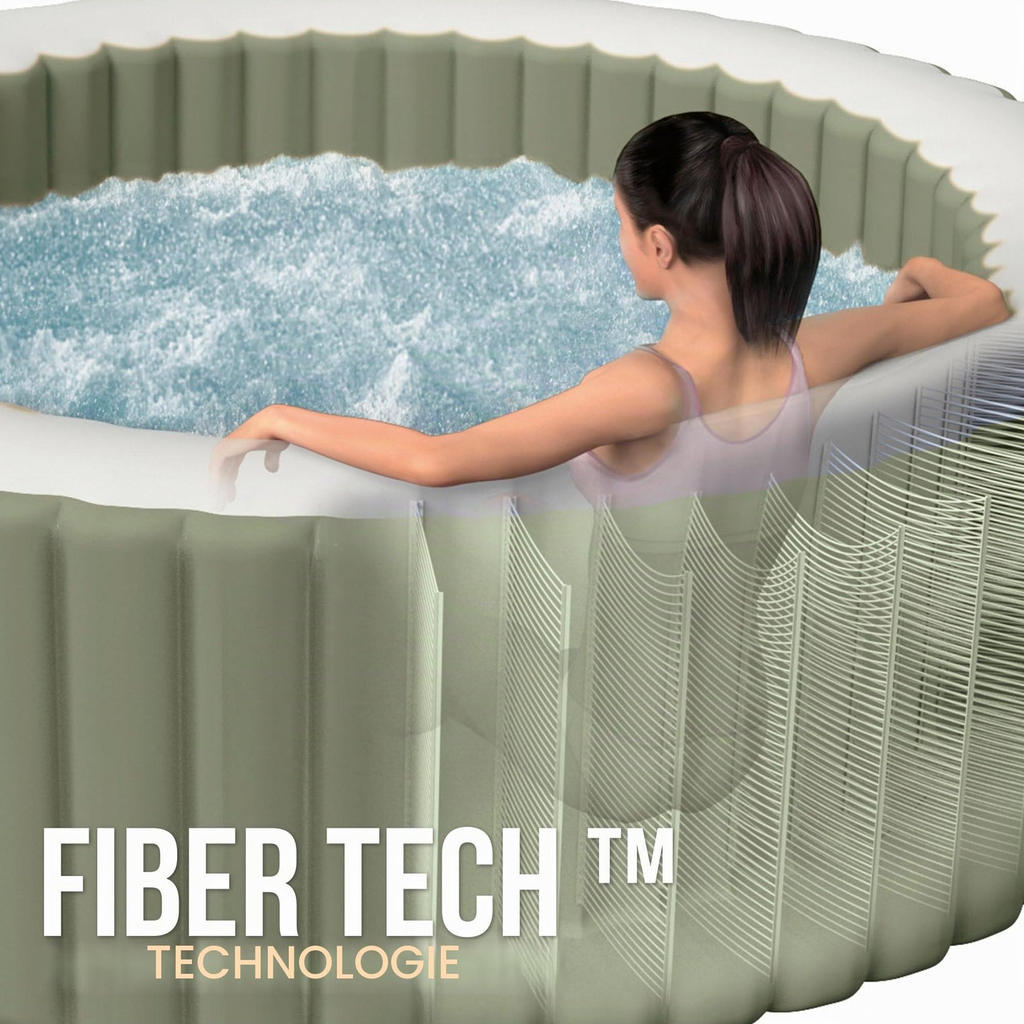 Intex 4-Person Olive Green Round Bubble Spa Set 28426NP (196cm x 71cm)