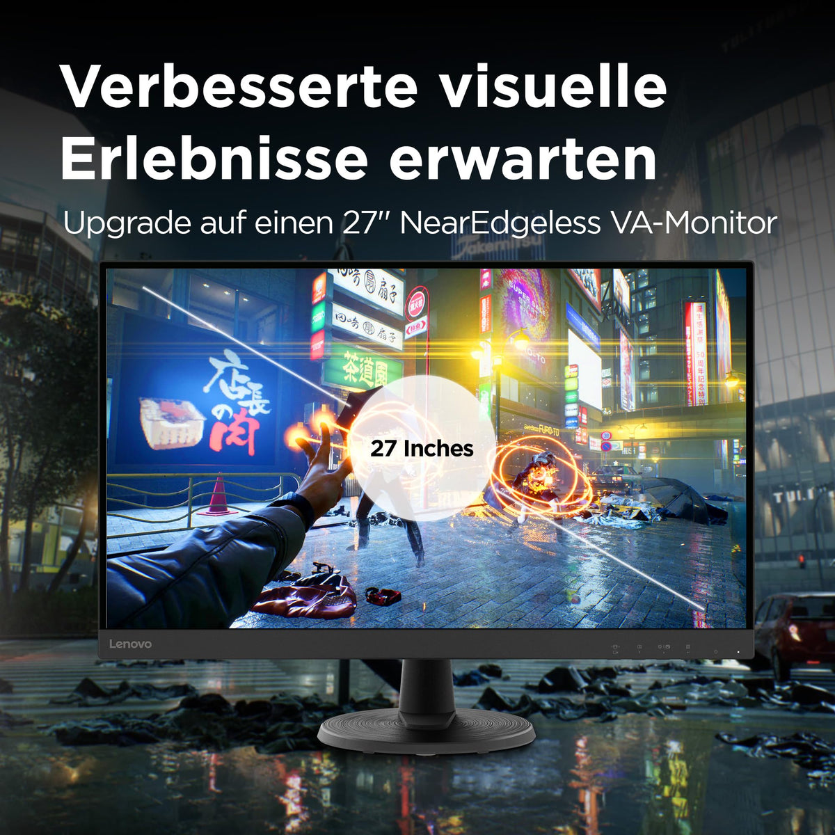 Lenovo D27-45 Monitor | 27" Full HD Monitor | 1920x1080 | 75Hz | 250 nits | 4ms response time | VA panel | HDMI | VGA | AMD Radeon FreeSync | anti-glare | 4.6kg | black - 67A5KAC6EU