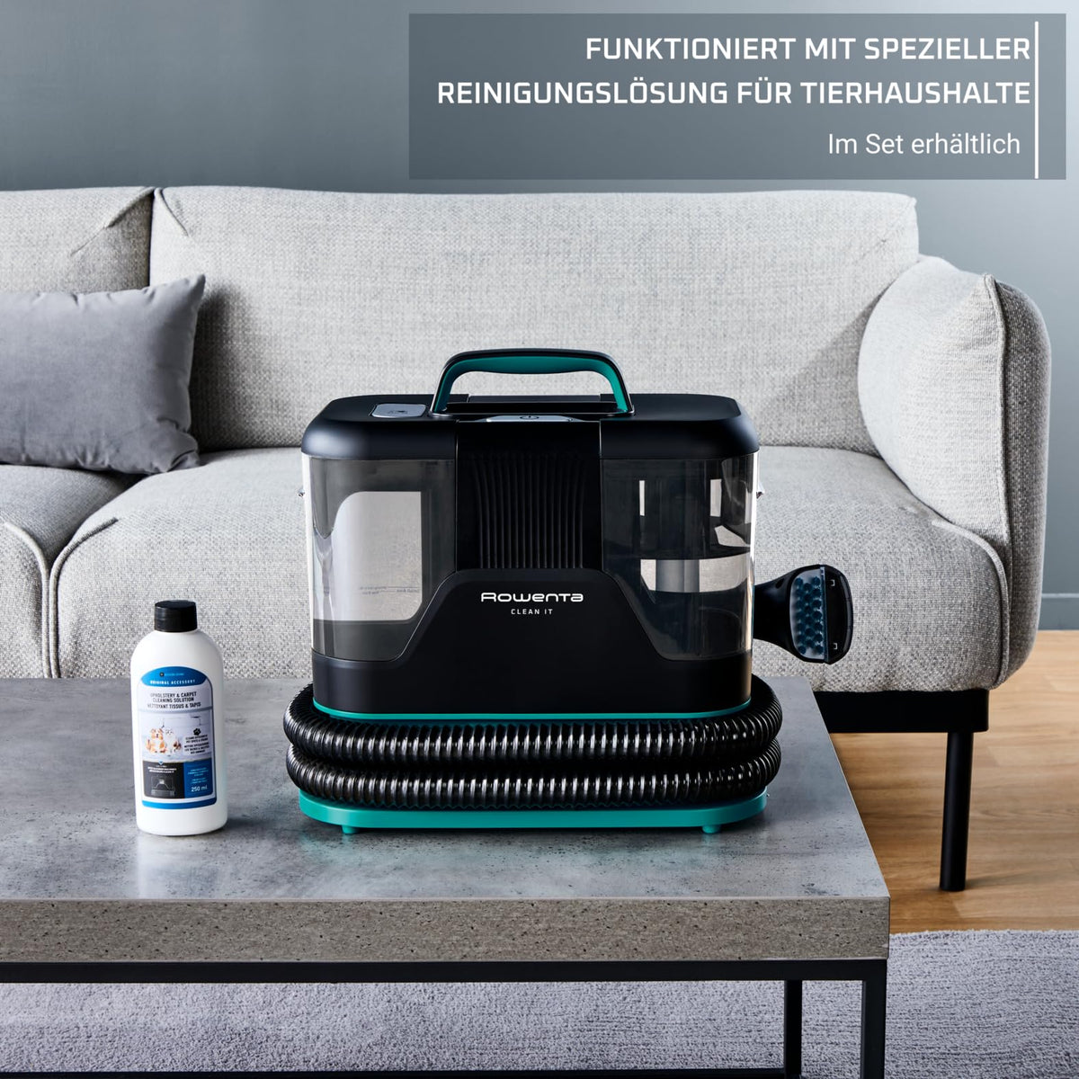 Rowenta Clean It Fleckenreiniger, curățător portabil pentru covoare, curățare rapidă și ușoară, rezervor detașabil de 2.3 litri, capete de curățare interschimbabile, 750 Watt, Verde, Negru, IN5020F0