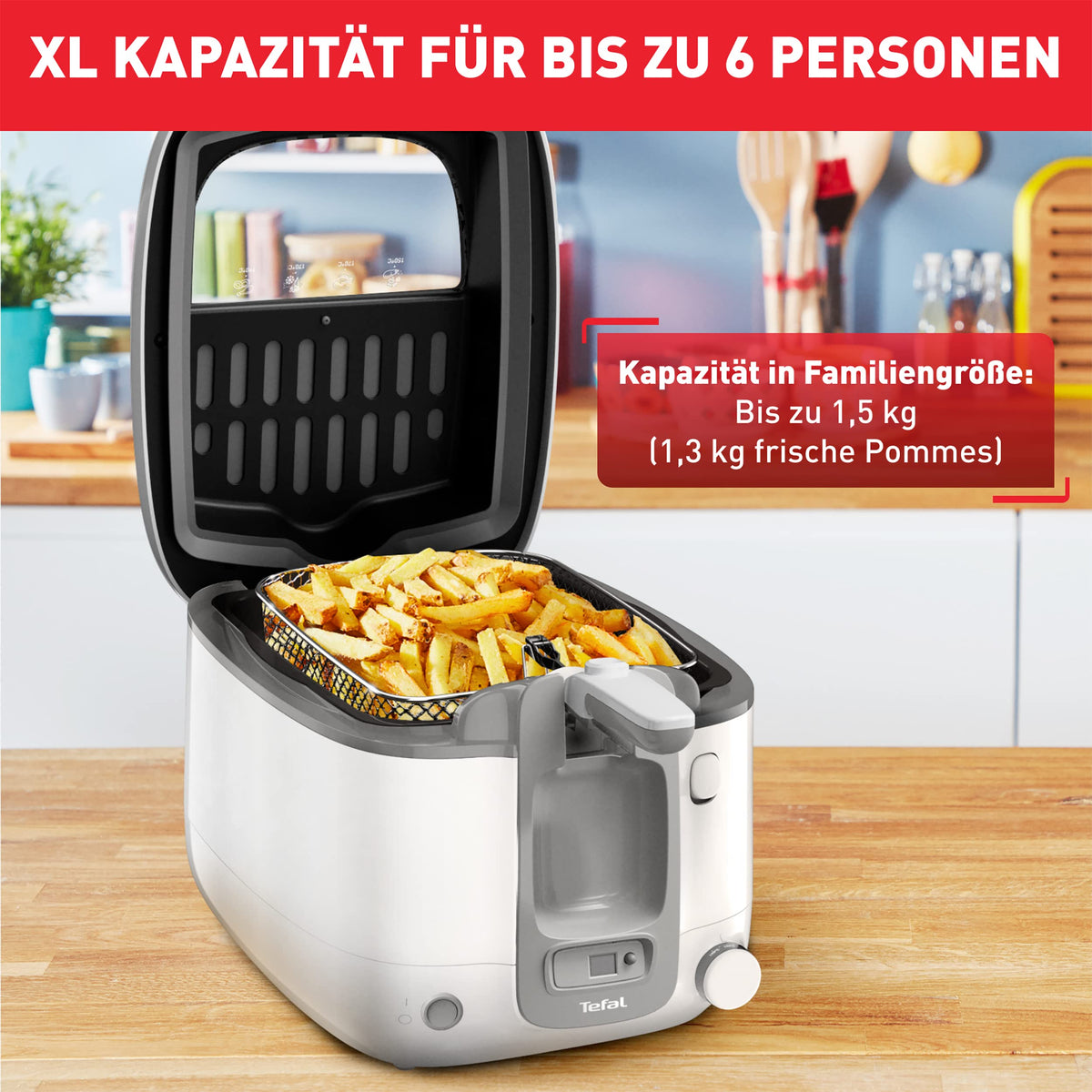 Tefal FR3141 Super Uno Friteuză | Carcasă termică | capacitate de până la 1,2 kg | cronometru digital | cartuș filtrant anti-odori | recipient interior detașabil, cu strat antiaderent | Alb/Gri