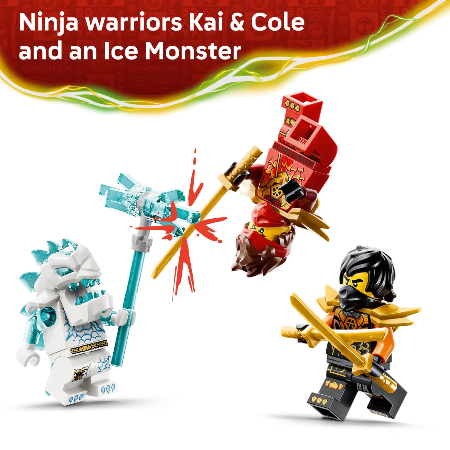 LEGO NINJAGO Kai's and Cole's combination speedster - ninja toy with car, motorcycle, 3 minifigures including Kai & Cole with katanas - gift idea for boys aged 7 and up and Dragons Rising fans - 71864