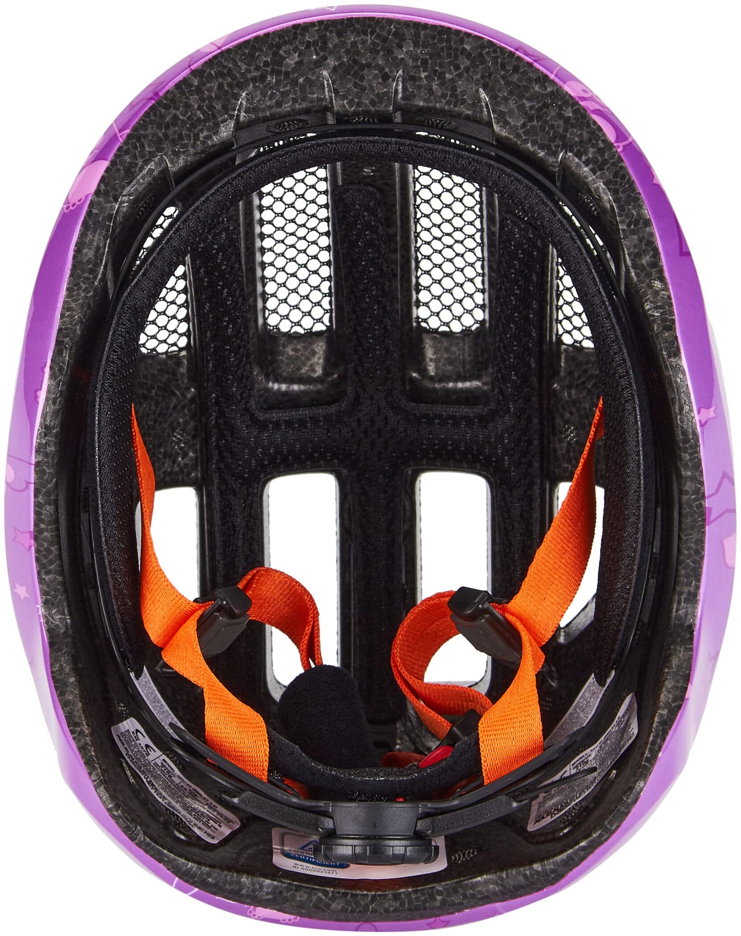 ABUS children's helmet Smiley 3.0 - bicycle helmet with a deep fit, child-friendly designs & space for a braid - for girls and boys - purple with owl pattern, size M - 67260
