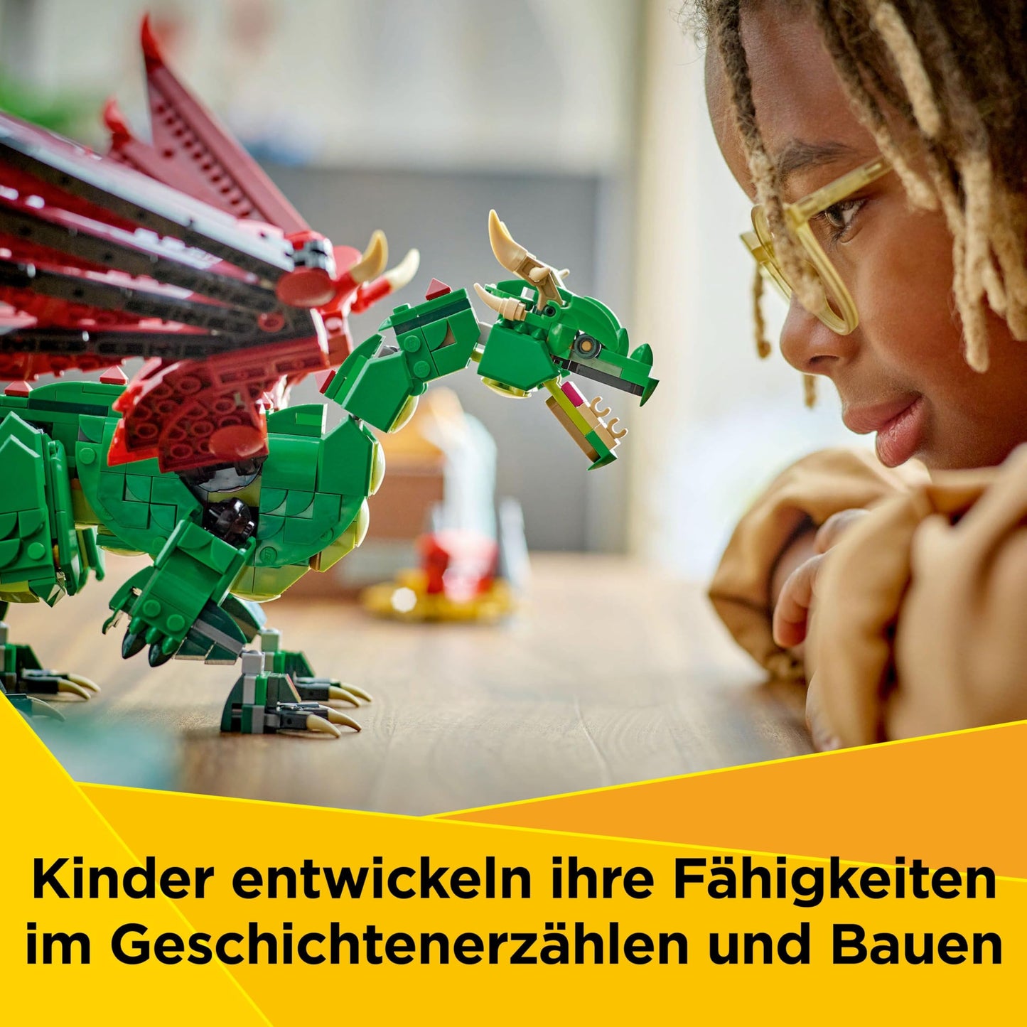 LEGO Creator 3in1 Green Dragon - Toy - Convertible into toy sea snake or phoenix figure - Building toy with animals for children - Birthday gift for boys and girls aged 9 and up 31161