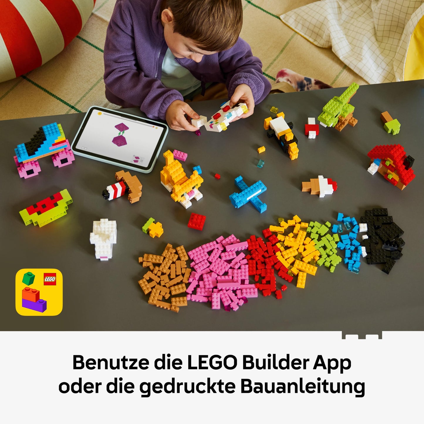 LEGO Classic Creative Colorful Bricks - Educational toy to promote fine motor skills - Animals, dinosaur figures & vehicles including plane & car - Gift for boys & girls aged 5 and up - 11045