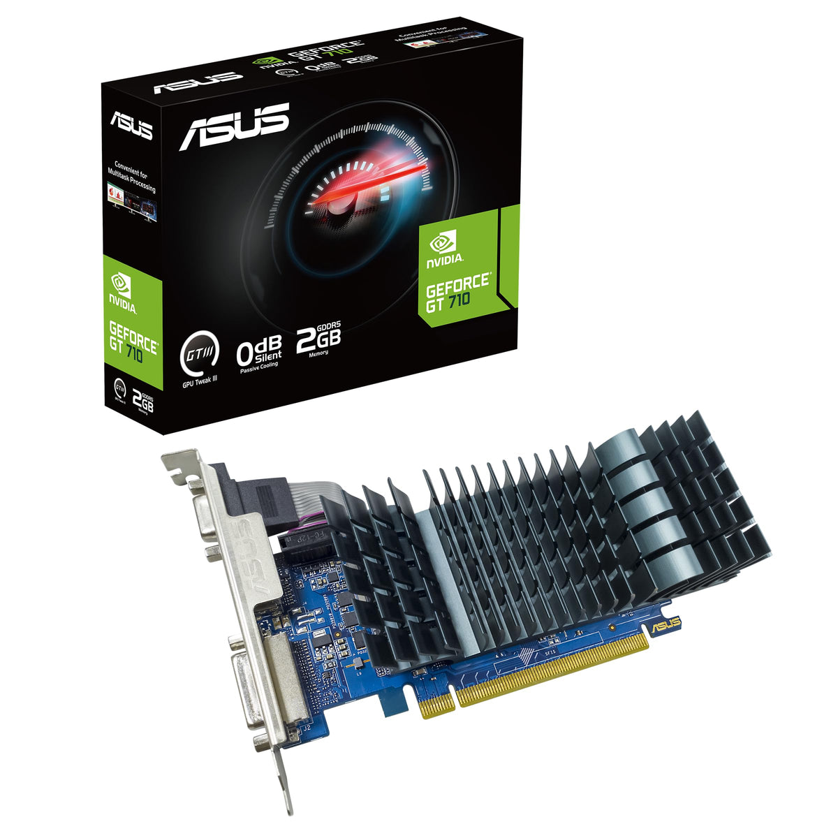 Placă grafică ASUS GeForce GT 710 2GB GDDR5 EVO cu profil redus - 90YV0ALA-M0NA00