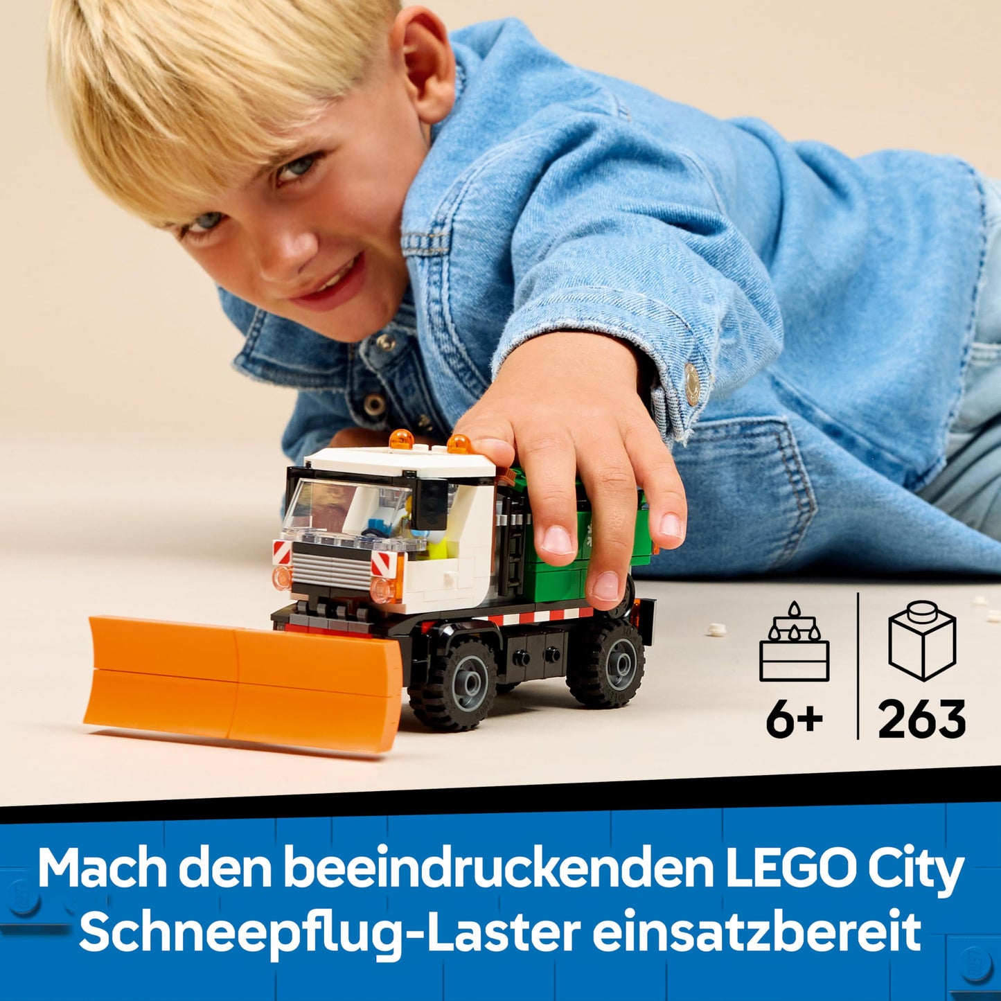 LEGO City snow plow - toy set with minifigure, tools and scatter function - birthday gift for boys aged 6 and over and technology fans - 60490