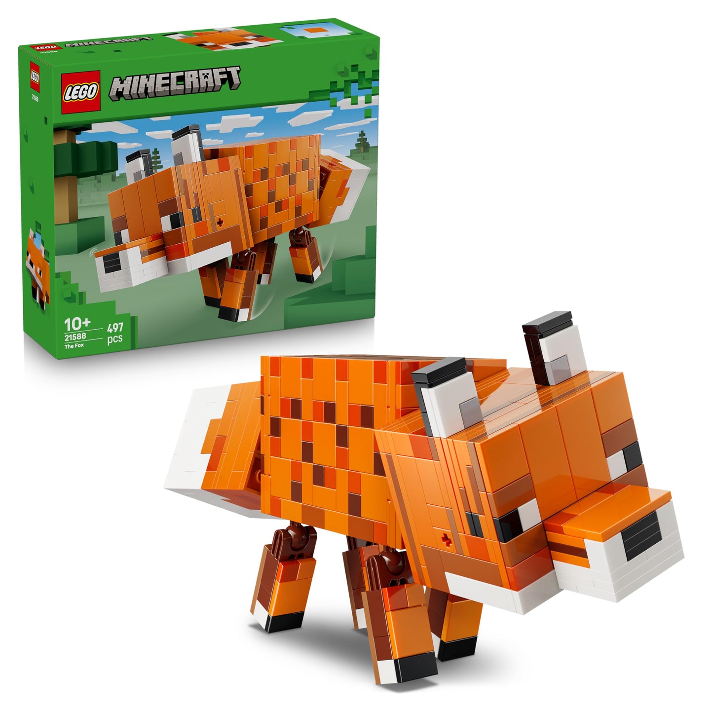 LEGO Minecraft The Fox - 3D puzzle animal figure with accessories - gaming decoration for bedroom or gaming room - gamer toy for a birthday for boys, girls and fans aged 10 and over - 21588