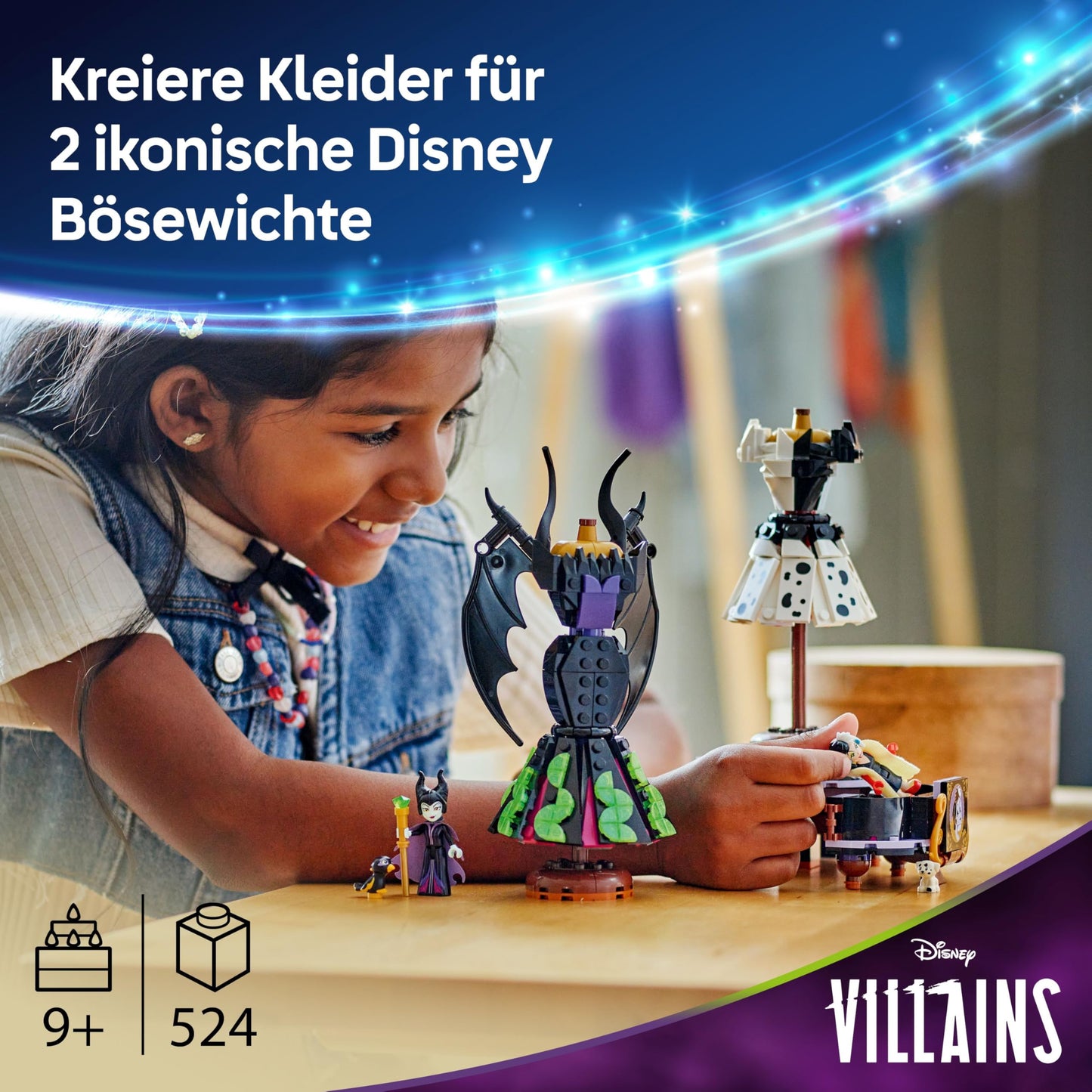 LEGO ǀ Disney Villains The Clothes of Maleficent and Cruella De Vil - Toys for Boys and Girls from 9 Years - Includes 2 Mini Dolls & 2 Animal Figures - Birthday Gift for Fans 43262