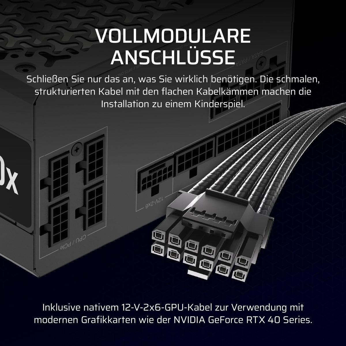 CORSAIR RM750x Sursă de alimentare ATX complet modulară, silențioasă – Mod ventilator Zero RPM, conformă cu ATX 3.1, suport PCIe 5.1, Cybenetics Gold, conexiune nativă 12V-2x6 – Negru - CP-9020285-EU