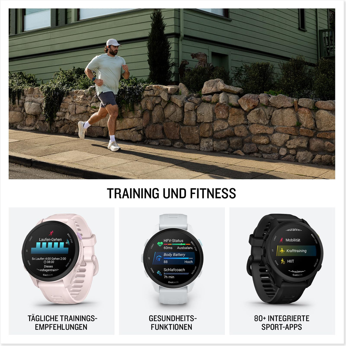 Garmin Forerunner 70 43mm - Running Smartwatch, 1.2" AMOLED Touchscreen, up to 13 days battery life, training recommendations, health data, 80+ sports apps, notifications, Pay - 010-04307-02