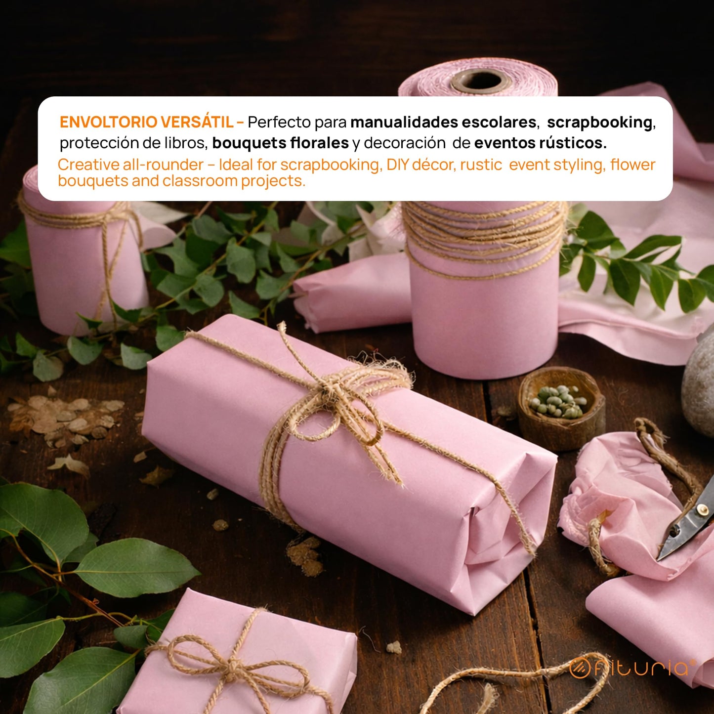 OFITURIA Kraft Paper Pink Pastel - Roll 1 × 3 m - 6 Rolls - Wrapping Paper and Packaging Paper - Craft Paper for DIY, Decoration and Sewing Patterns - Tear-Resistant and Easy to Cut - COM620-parent2