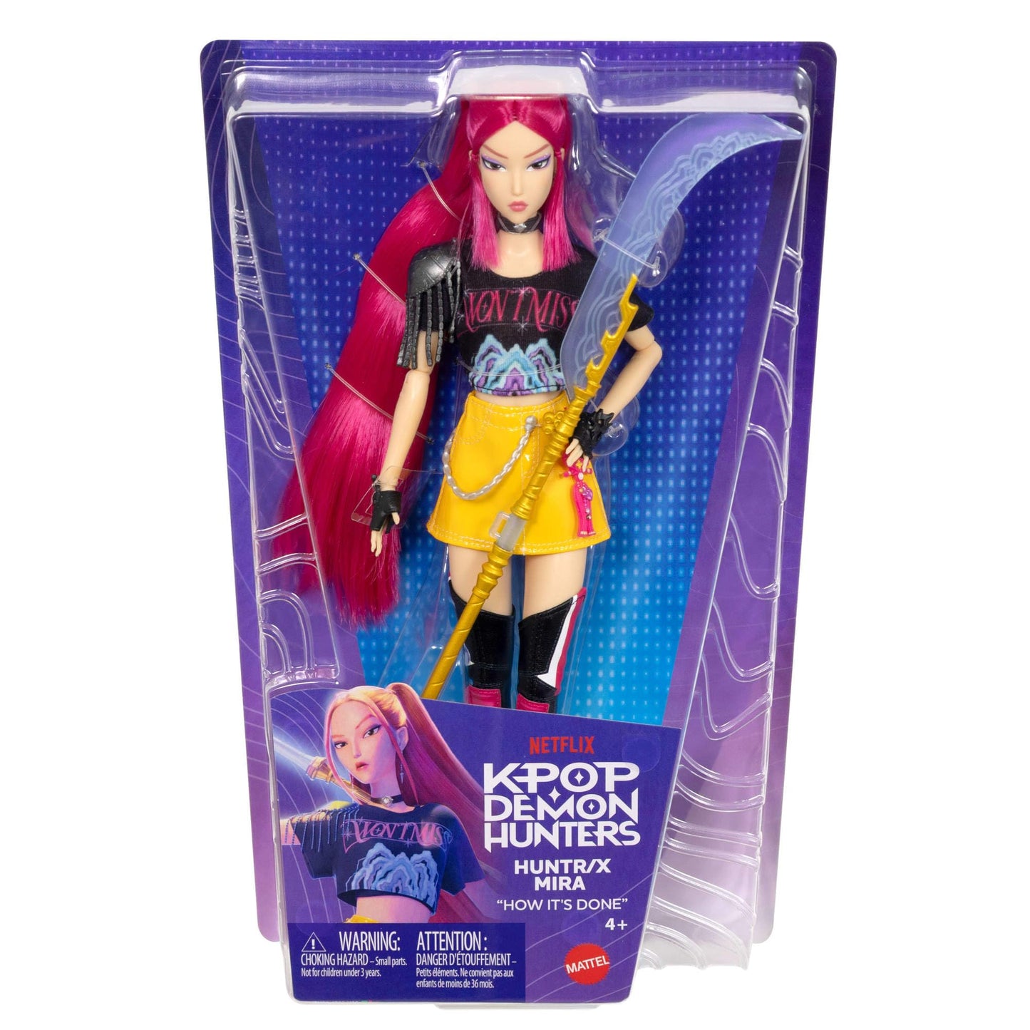 Mattel KPop Demon Hunters HUNTR/X Mira Fashion Doll in How It's Done Stage Outfit with Sword Accessory, Movie Inspired, JRN36