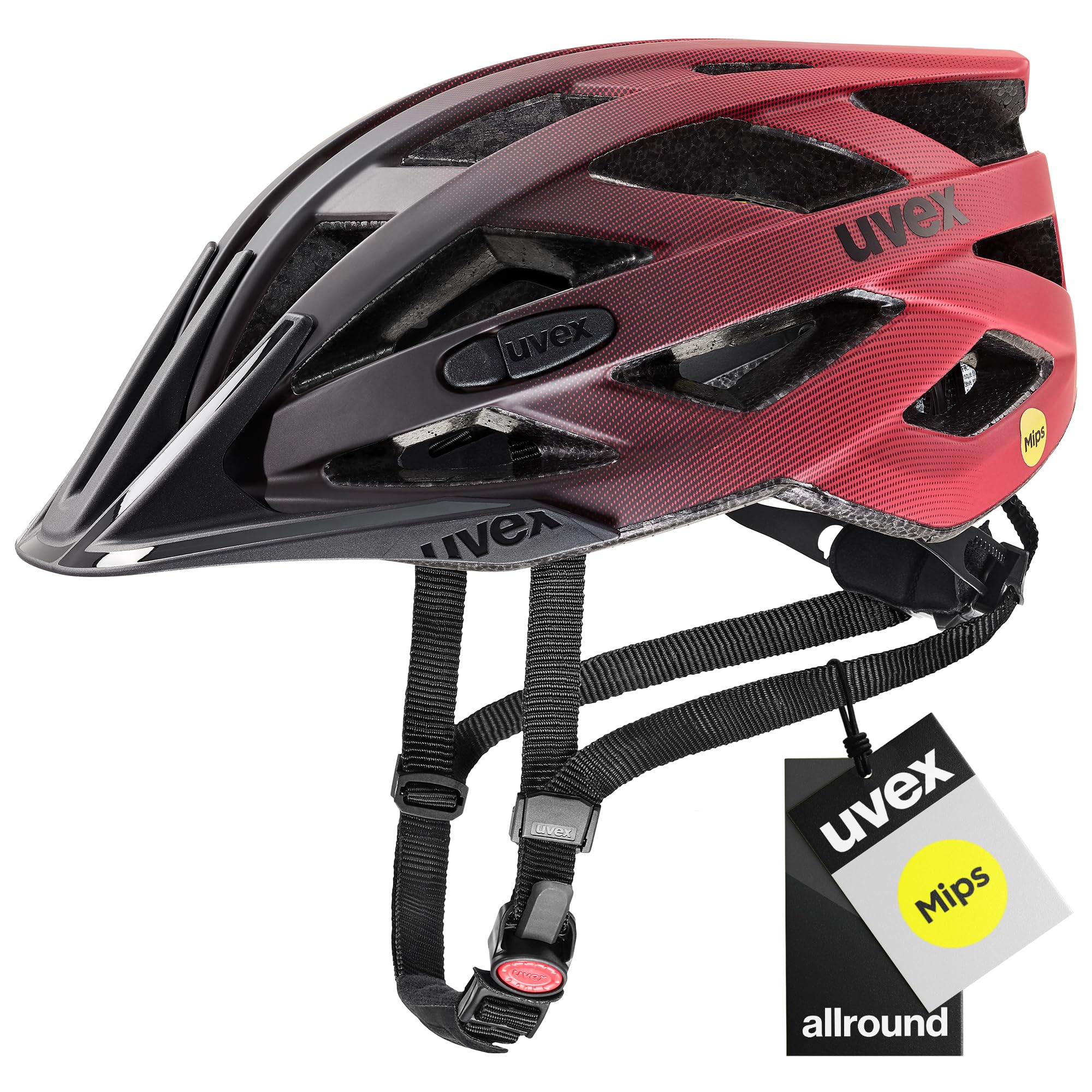 uvex i-vo cc MIPS bicycle helmet, black-red matt, 52-57 cm - S413613