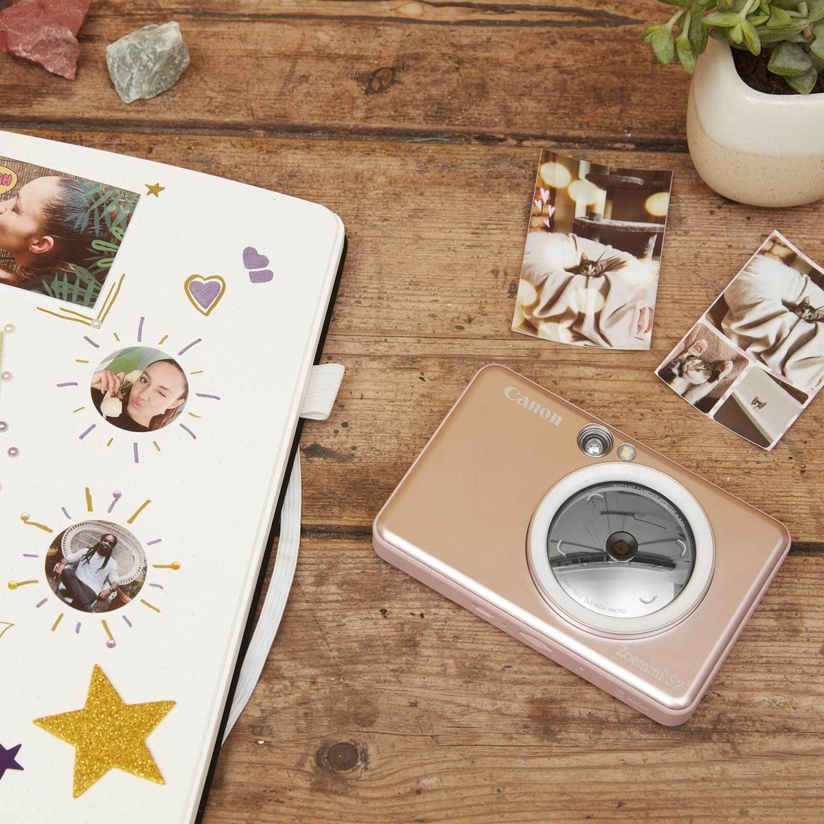 Canon Zoemini 2 Mini Fotodrucker mobil, portabil, ideal pentru utilizare în deplasare, se încadrează ușor în buzunar. Kit de imprimare & ZP-2030 cu hârtie foto Zink originală, 50 de foi. Zoemini este o cameră foto instantanee/imprimantă foto.