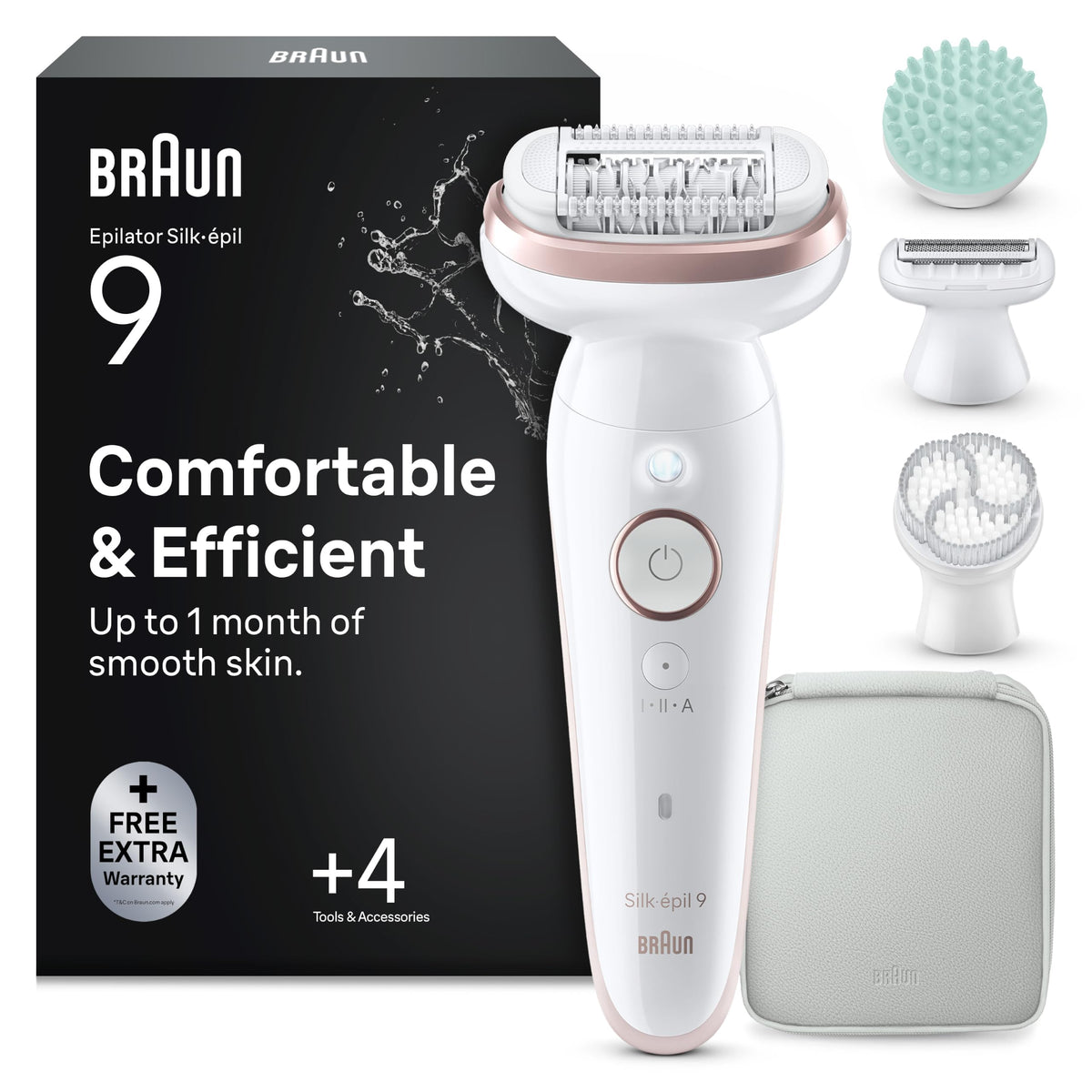 Braun Epilator pentru femei Silk·épil 9 SkinSpa, 9-080, impermeabil, alb/roz - SE9-080