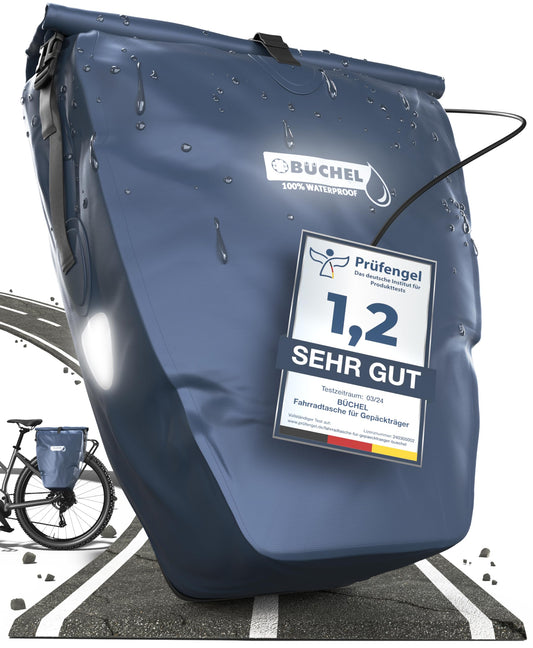 Büchel bicycle bag for luggage rack I 25.4 L - 100% waterproof I with carrying handle and shoulder strap I bicycle bag luggage rack, luggage rack bag, rear bicycle bags - 81518005