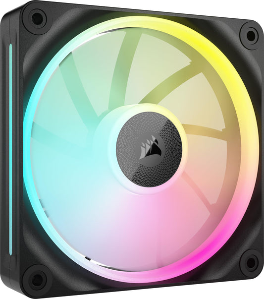 CORSAIR iCUE LINK LX120 RGB ventilator de 120mm PWM – Pachet unic – Dual Light Loops – Necesită hub de sistem iCUE LINK (Disponibil separat) – Tehnologie CORSAIR AirGuide – Negru - CO-9051025-WW