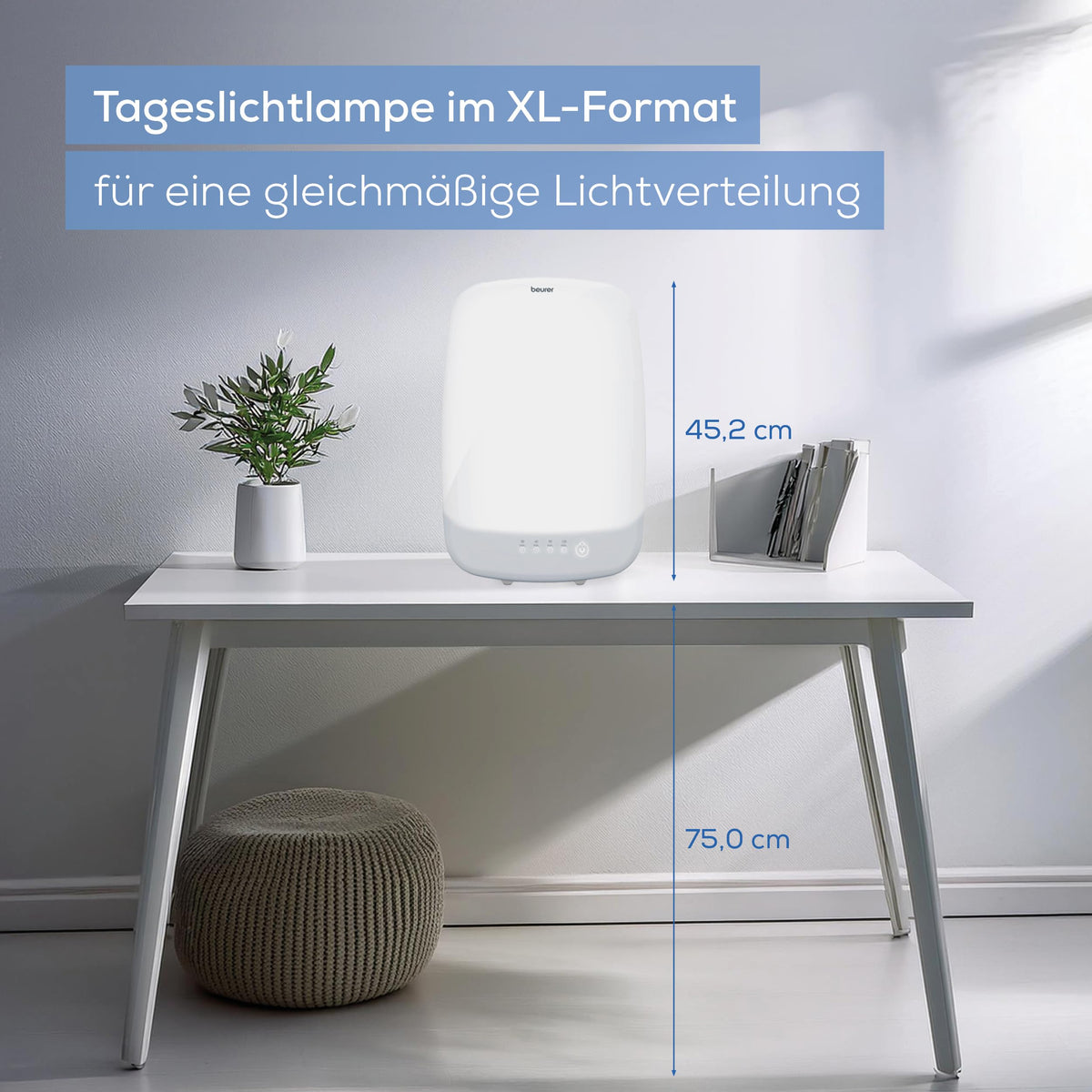 Beurer TL 85 Daylight Lamp, TEST WINNER Stiftung Warentest, Simulation of daylight, 14,000 Lux brightness, medical device, for use in cases of light deficiency, with timer (30, 60, 90, 120 min.)