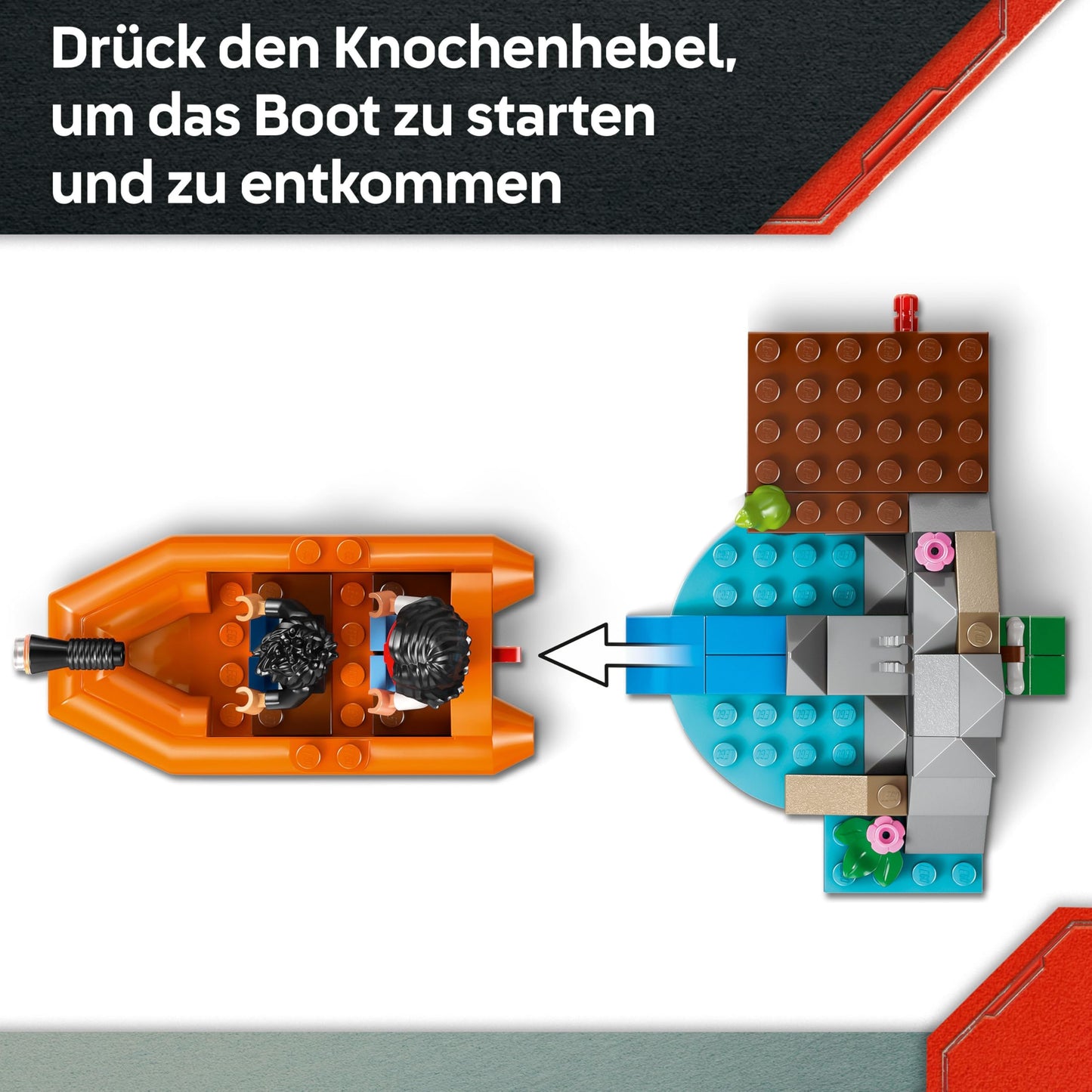 LEGO Jurassic World Escape from the T.Rex - Interactive toy with dinosaur figure, boat, ATV and 2 minifigures - gift for boys and girls aged 5 and up - 76975