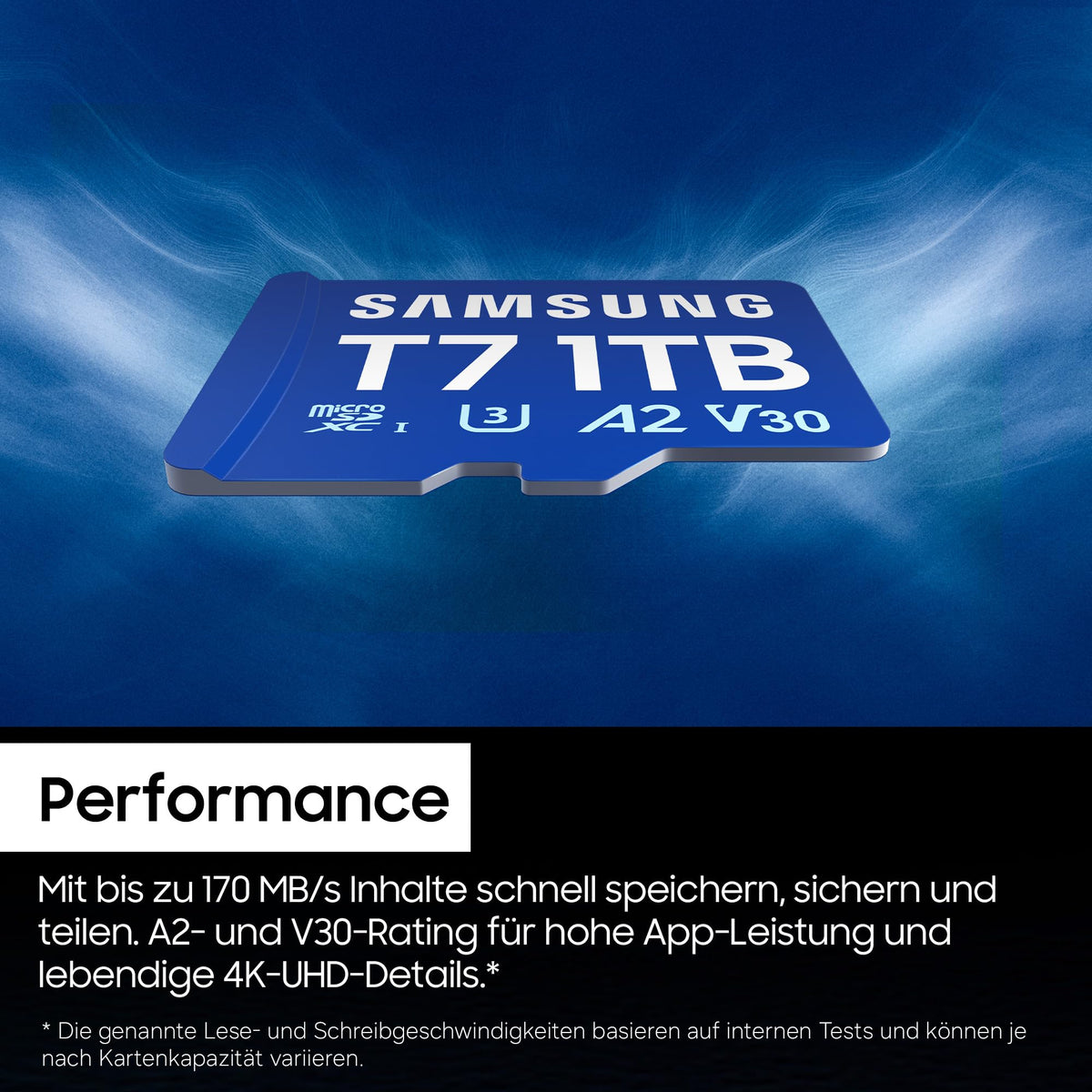Samsung T7 microSD-Karte, 1 TB, cardă de memorie pentru jocuri mobile pe smartphone-uri, tablete și console portabile, UHS-I U3, Full HD & 4K UHD, 170 MB/s citire, MB-MB1T0T/WW