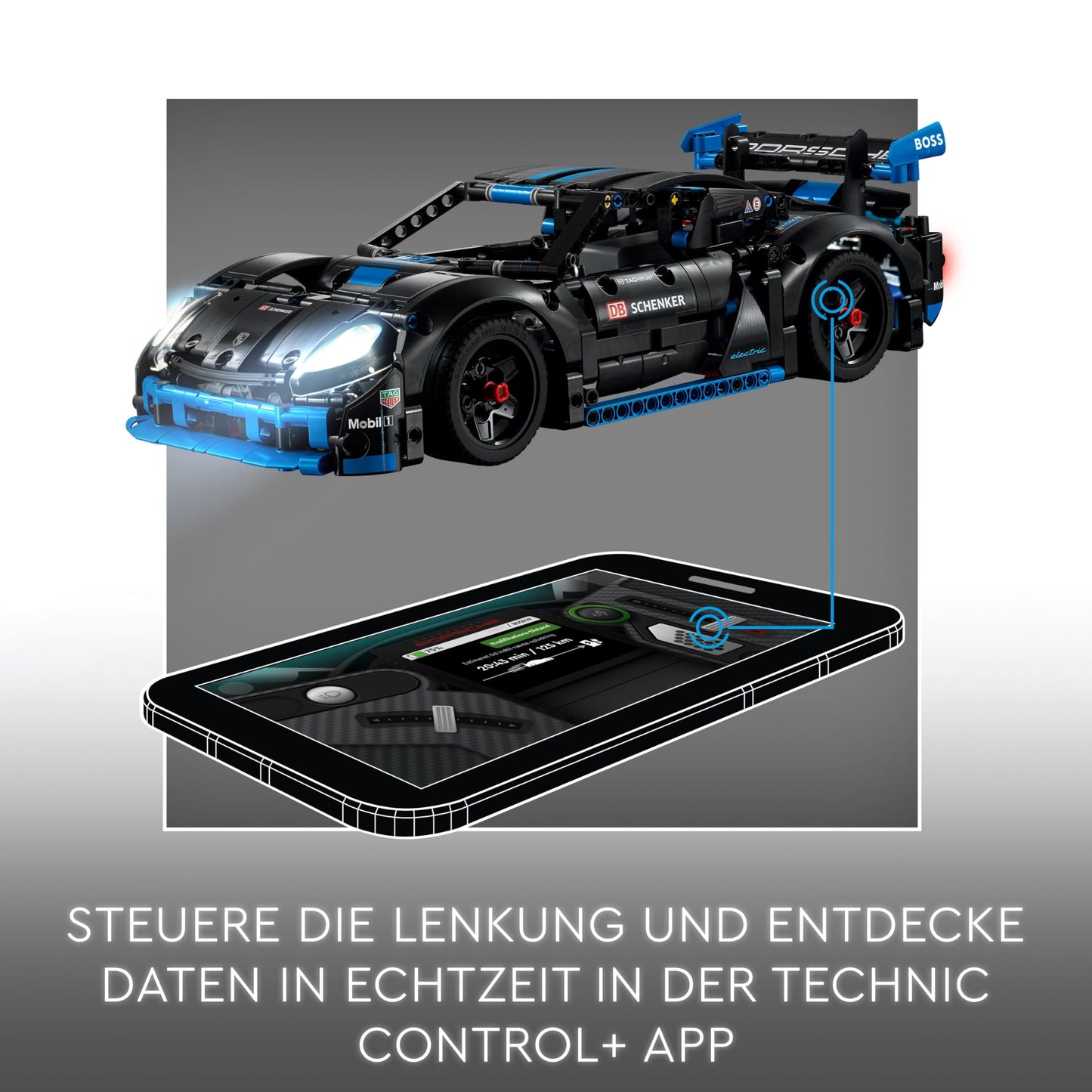LEGO Technic Porsche GT4 e-Performance racing car, remote-controlled speedster, interactive model car, gift for children, building toy for ages 10 and up 42176