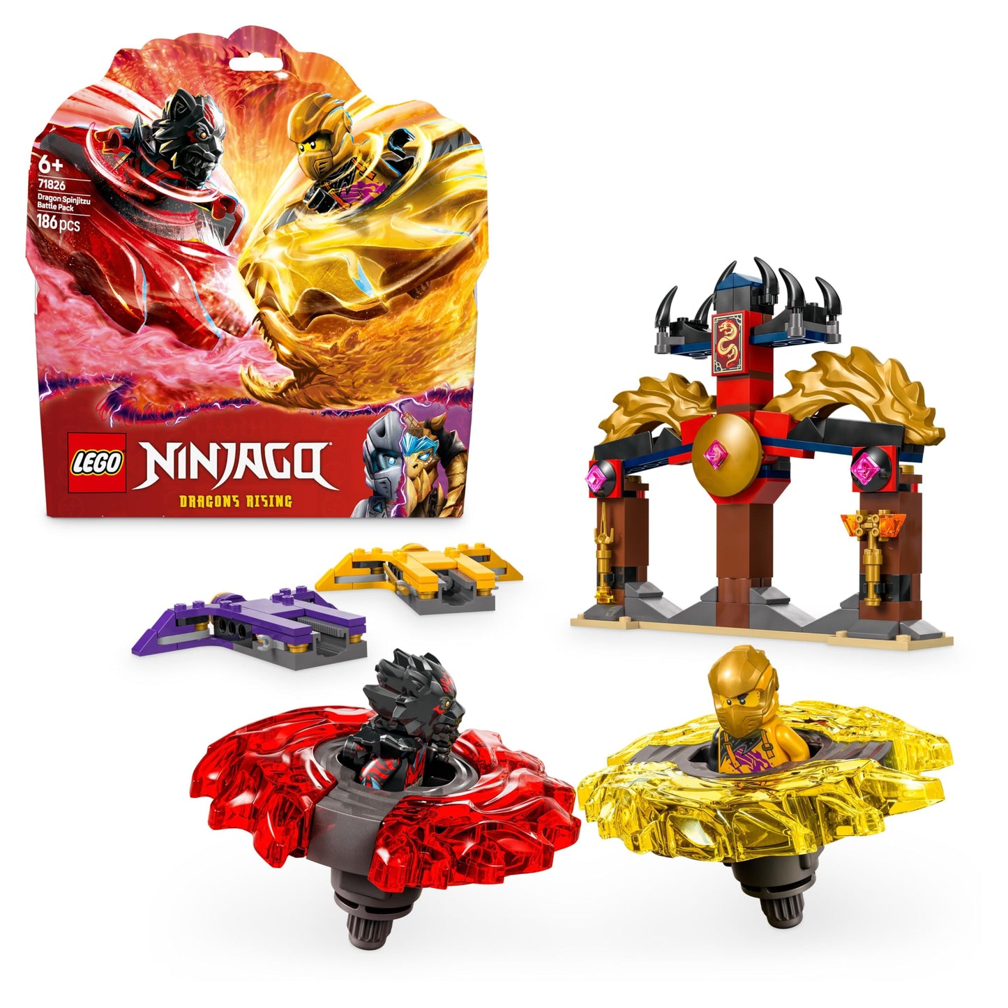 LEGO NINJAGO Dragon Spinjitzu Battle Pack with 2 minifigures - Ninja toy with spinner for boys and girls aged 6 and up - Gift idea for fans of the TV series Rise of the Dragons 71826