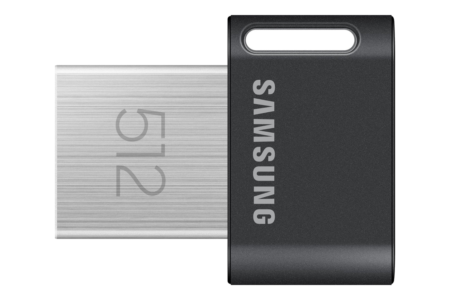 Samsung FIT Plus USB Stick Type-A, 512 GB, 400 MB/s Read, 110 MB/s Write, Compact USB 3.2 Memory Stick with Key Ring, Gray, MUF-512AB/APC