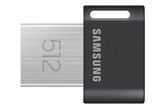 Samsung FIT Plus USB Stick Type-A, 512 GB, 400 MB/s Read, 110 MB/s Write, Compact USB 3.2 Memory Stick with Key Ring, Gray, MUF-512AB/APC
