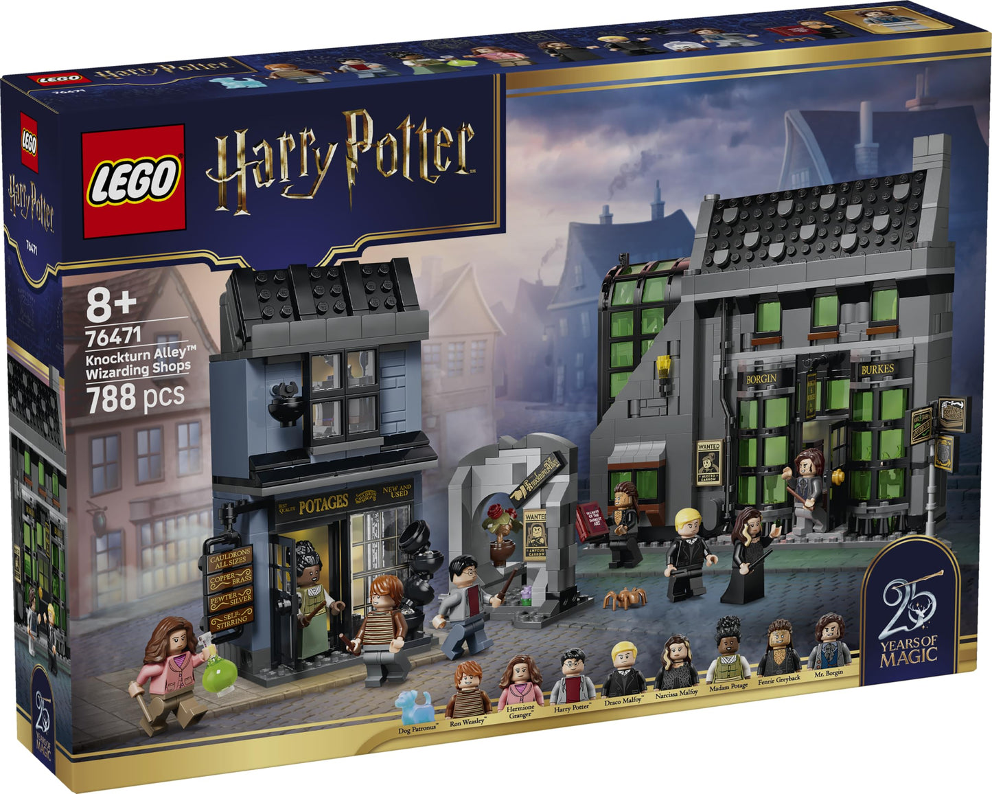 LEGO Harry Potter Wizarding Shops in Diagon Alley Toy - Miniature Model Building with 8 Minifigures & Collectable Patronus - Children's Room Decoration - Gift for Girls, Boys & Fans from 8 Years - 76471